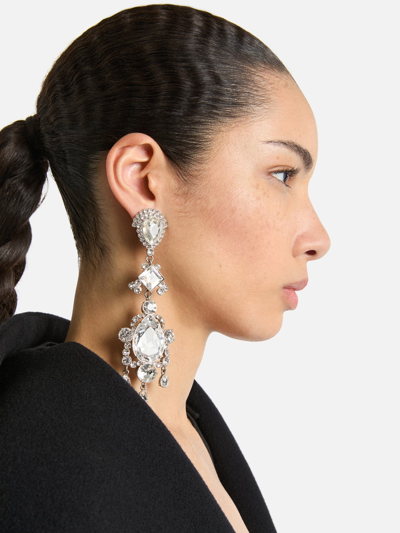 Brass and crystal pendant earrings