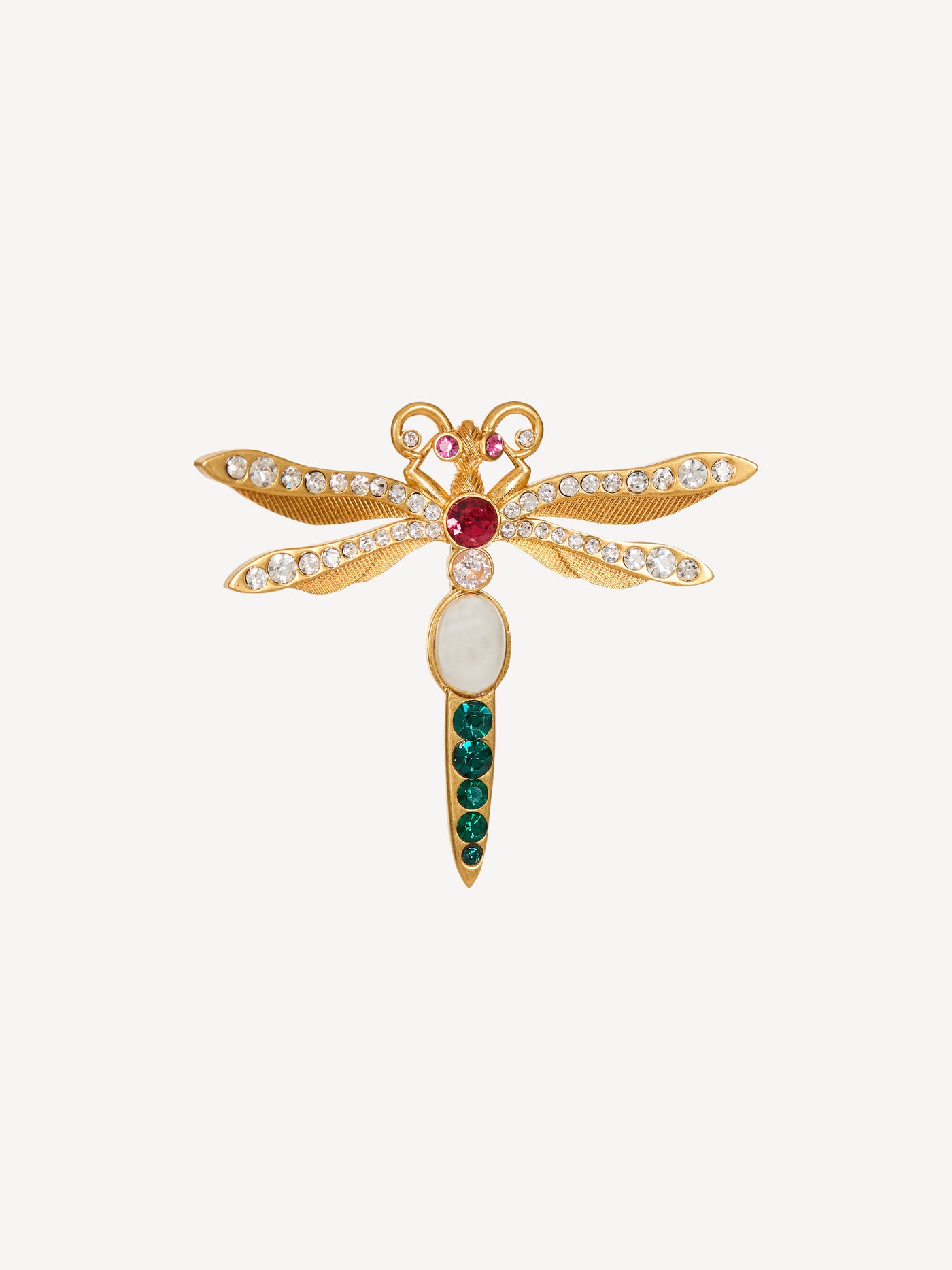 Brass and crystal Insect brooch