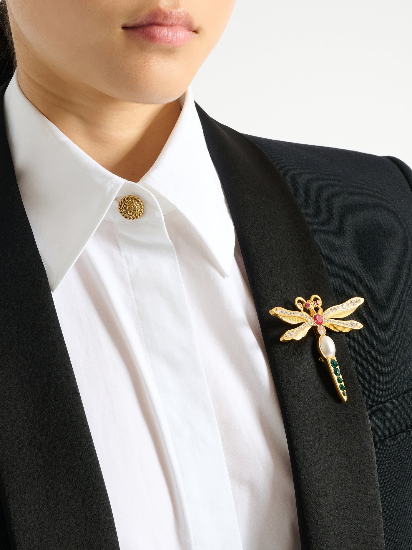 Brass and crystal Insect brooch