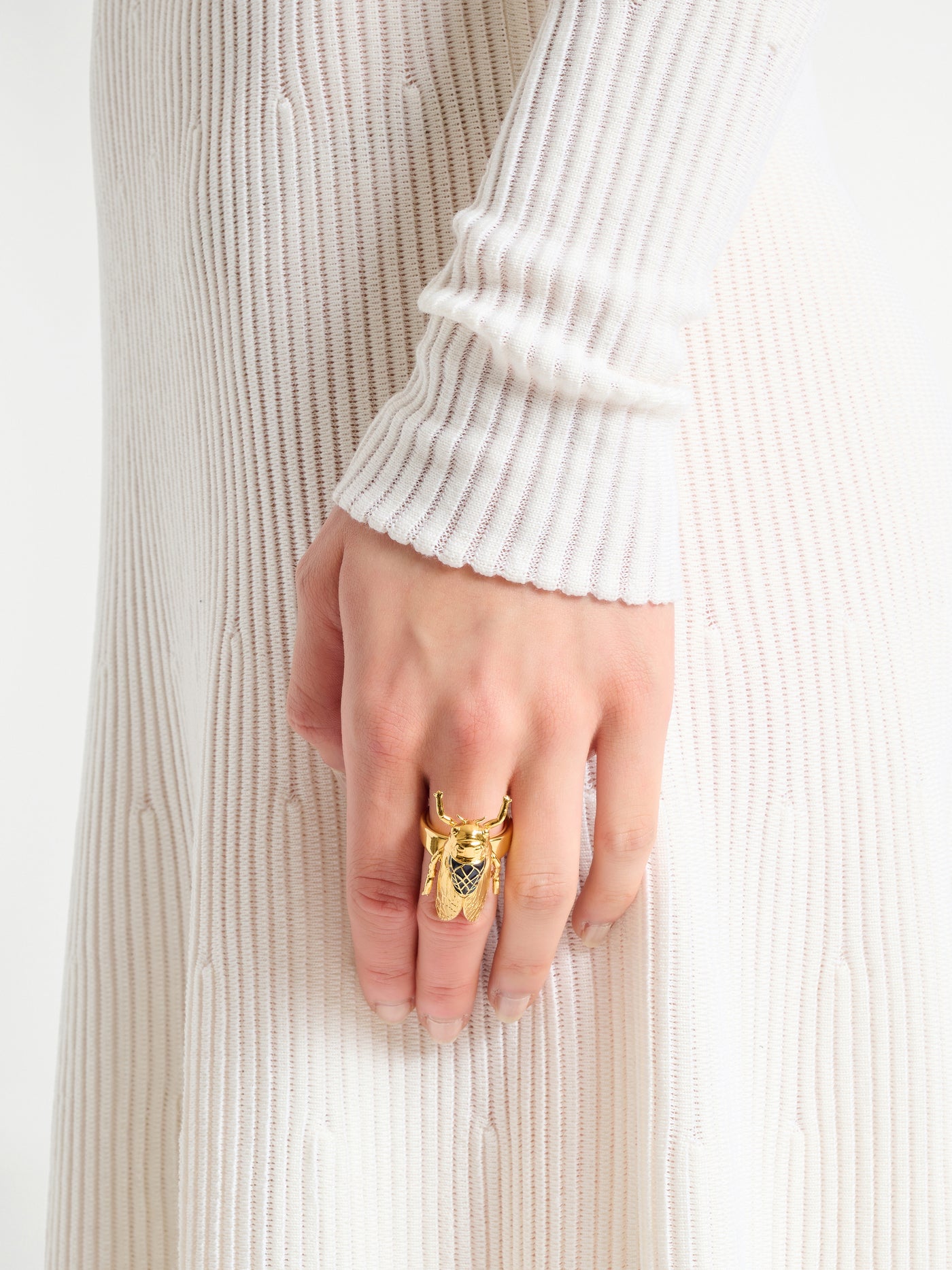 Brass and enamel Insect ring