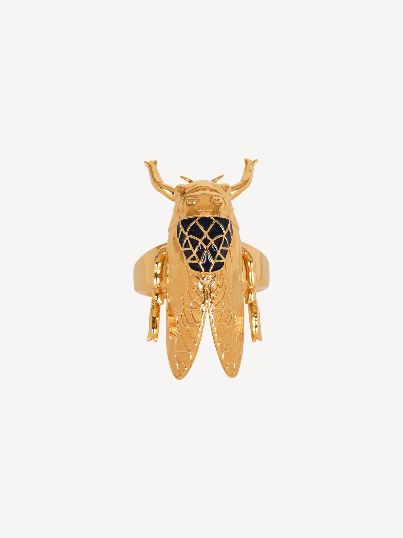 Brass and enamel Insect ring