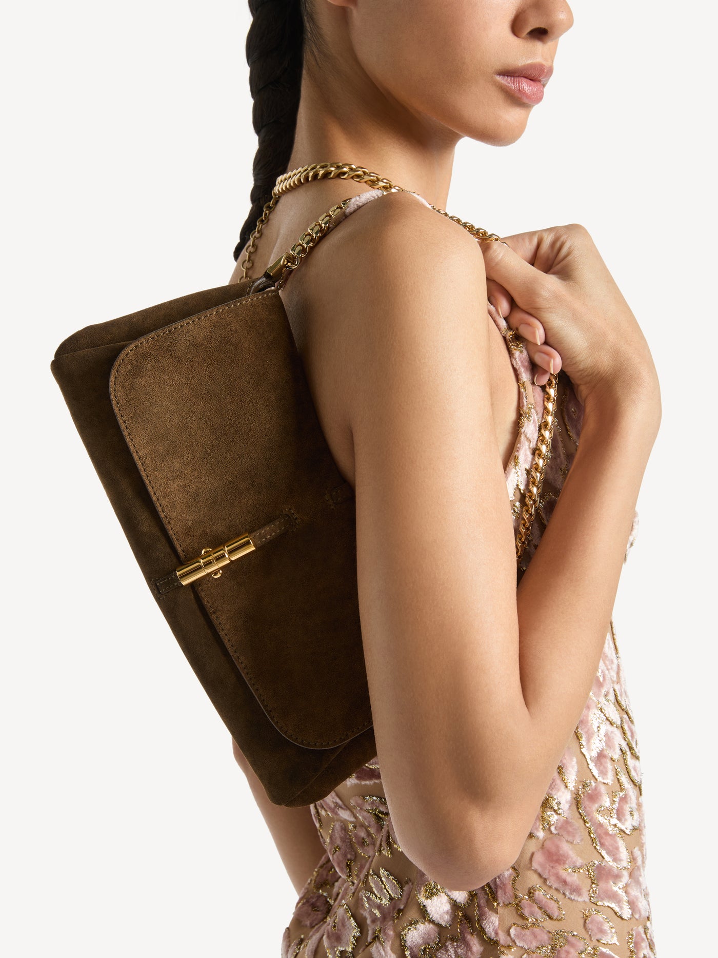 Balmain Metropolis bag in cloud-effect suede
