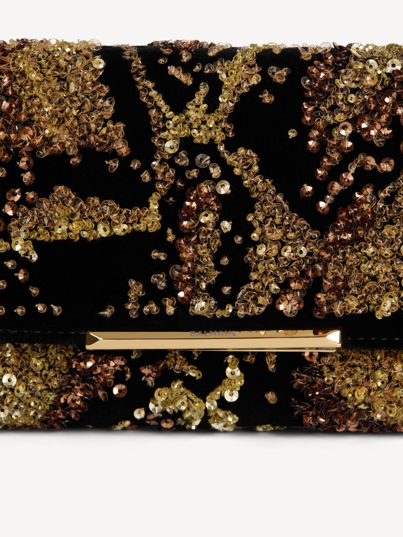 Small Clutch bag in python-effect embroidered velvet