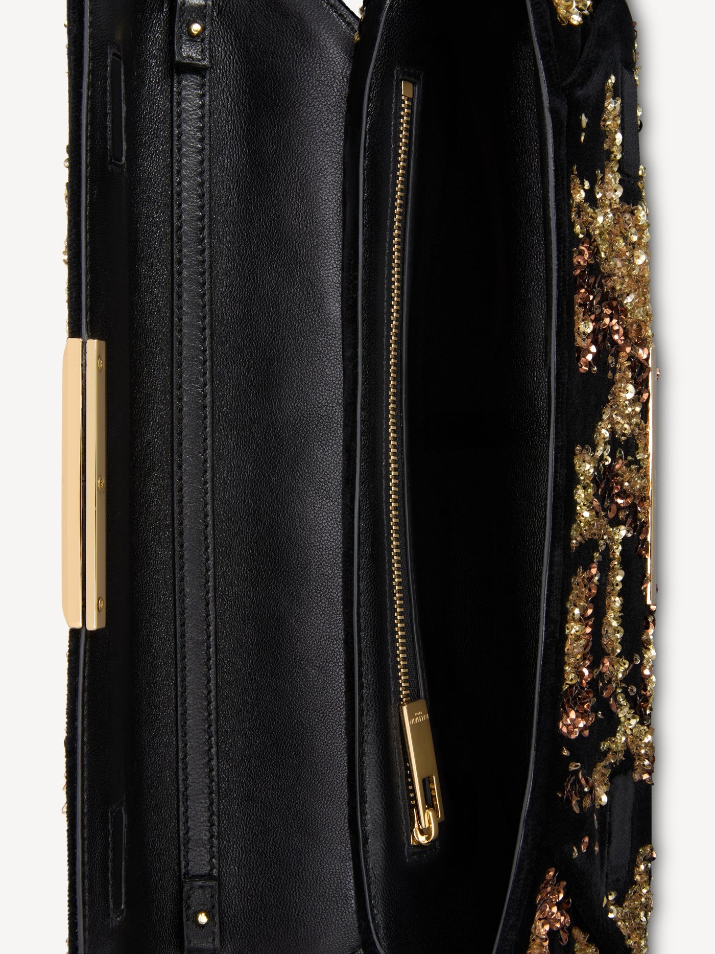 Small Clutch bag in python-effect embroidered velvet