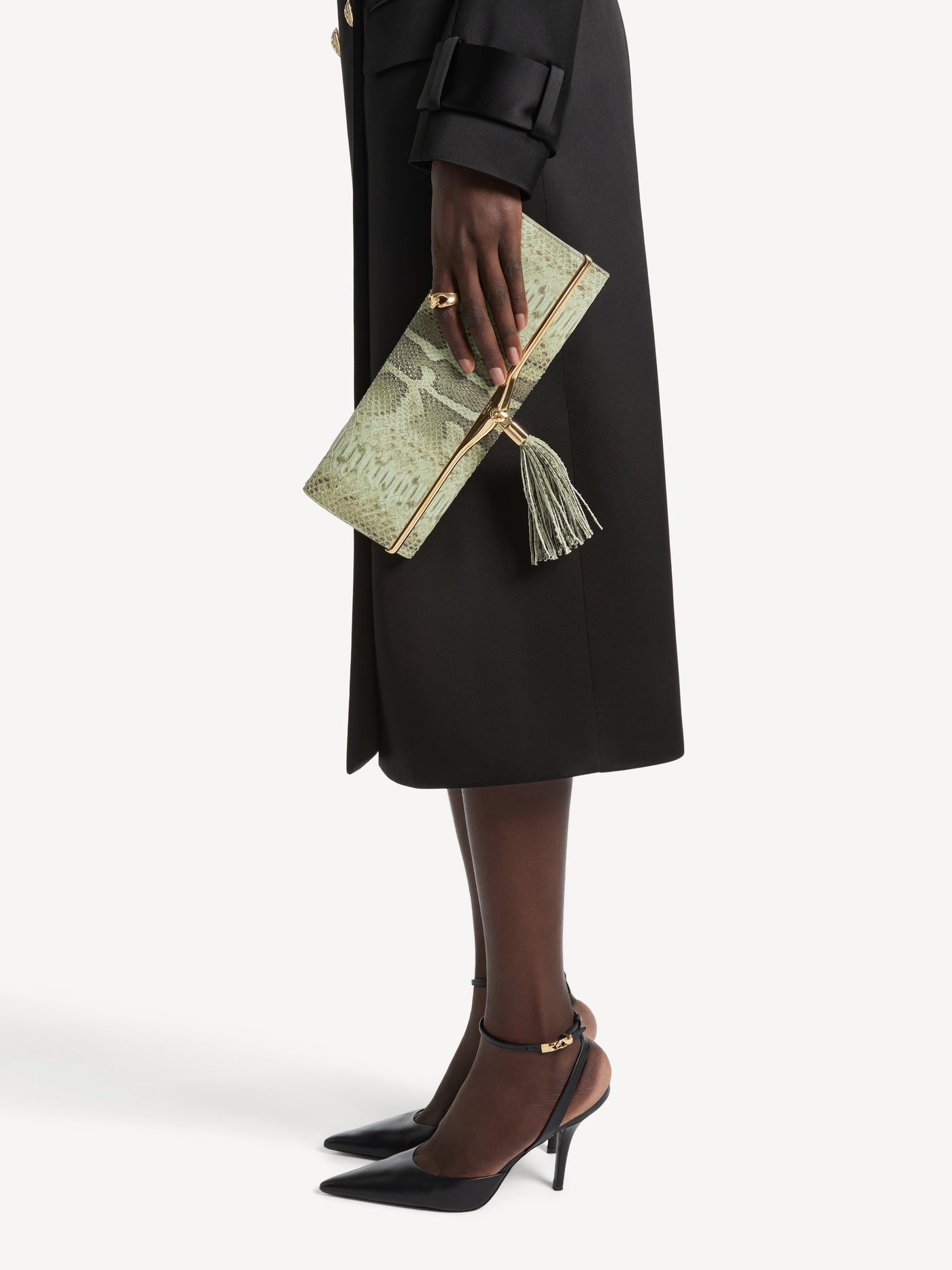 Ophir chain pouch in python-effect suede