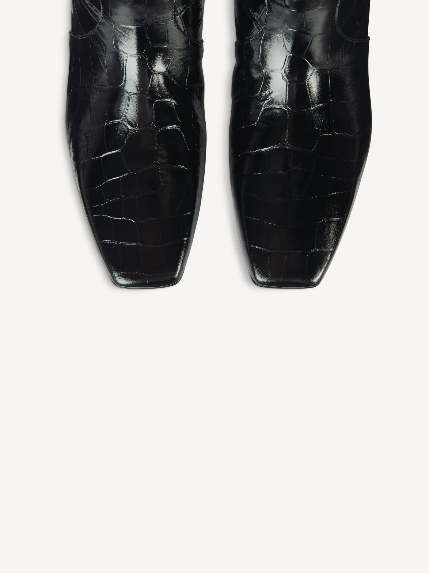 Ankle boots in embossed crocodile-print leather