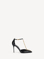 Smooth leather pumps with chain