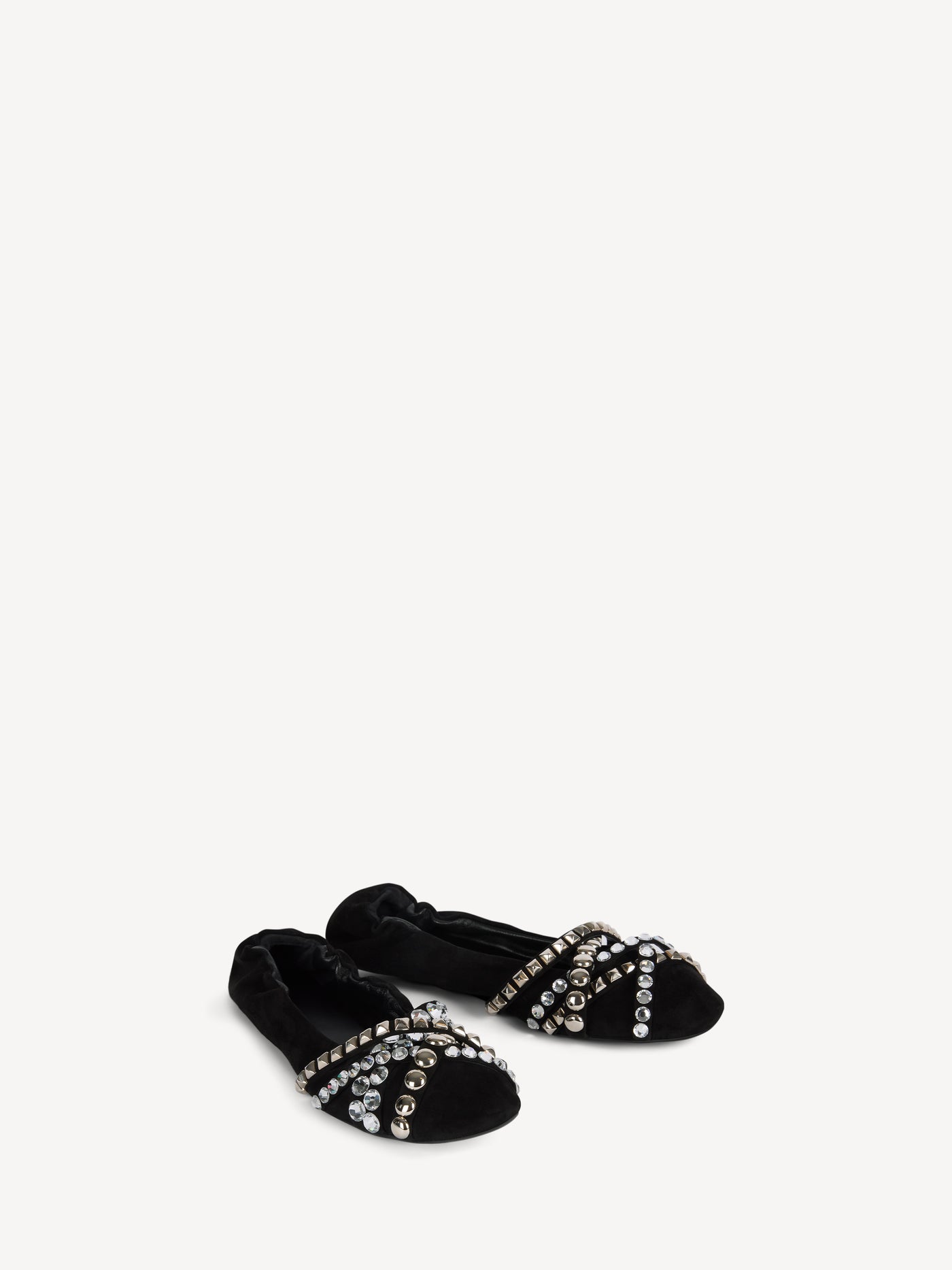 Studded suede ballet flats