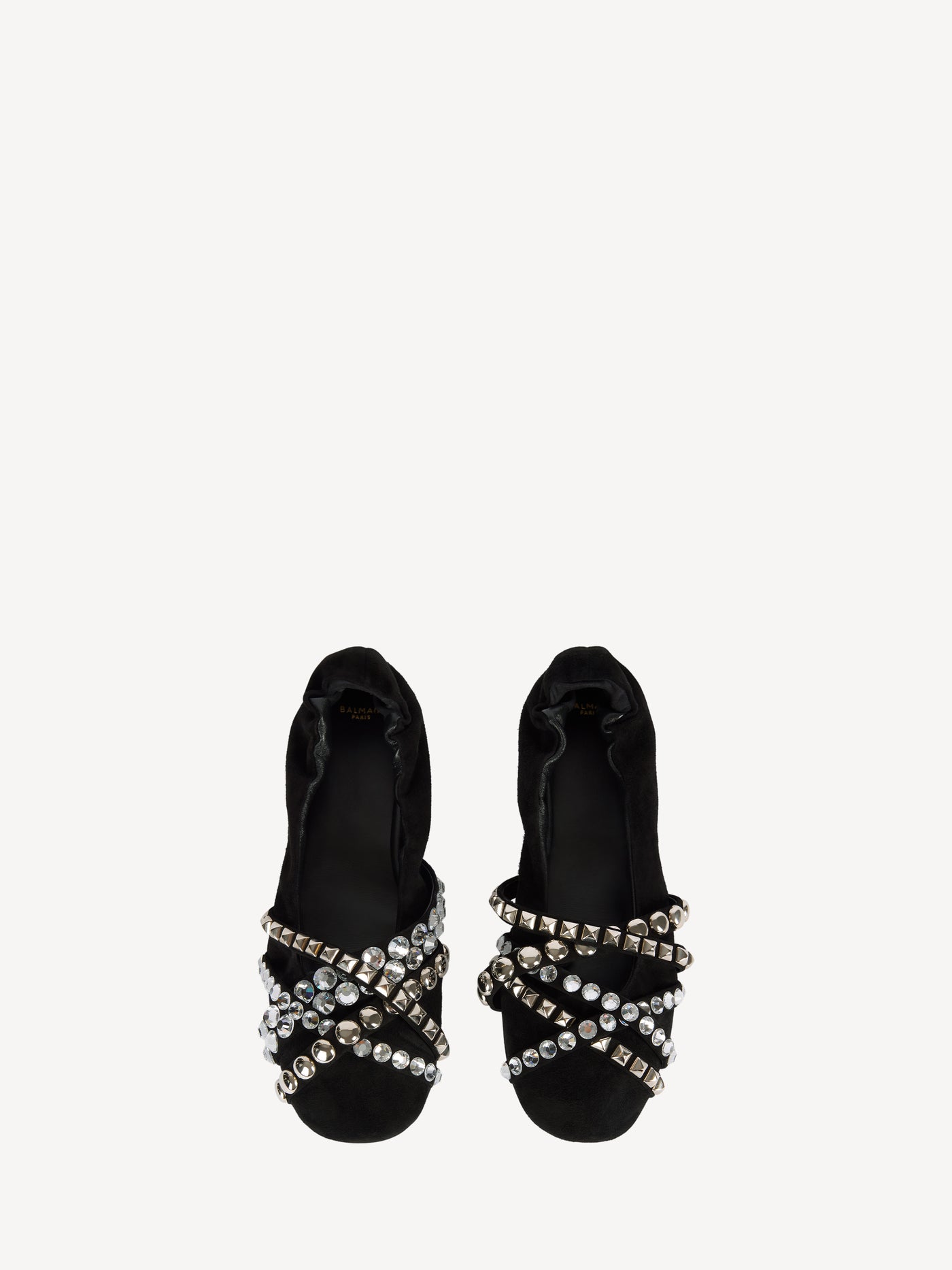 Studded suede ballet flats