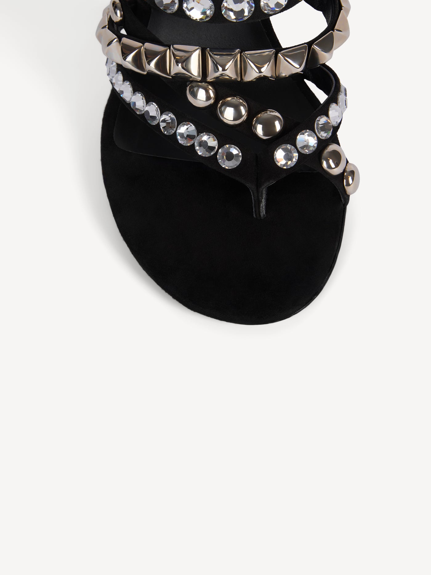 Studded suede toe-post sandals
