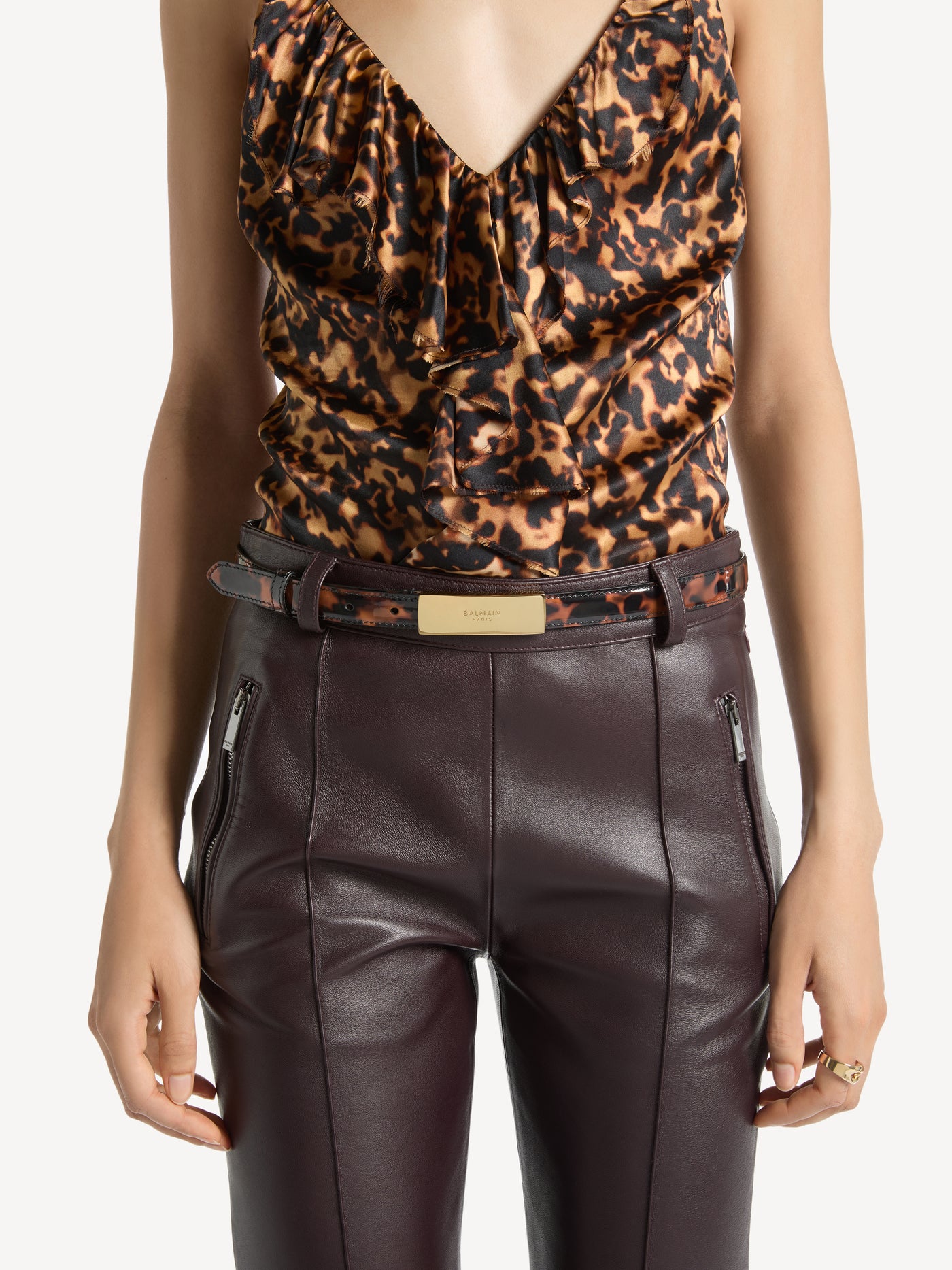 Balmain belt in printed patent leather