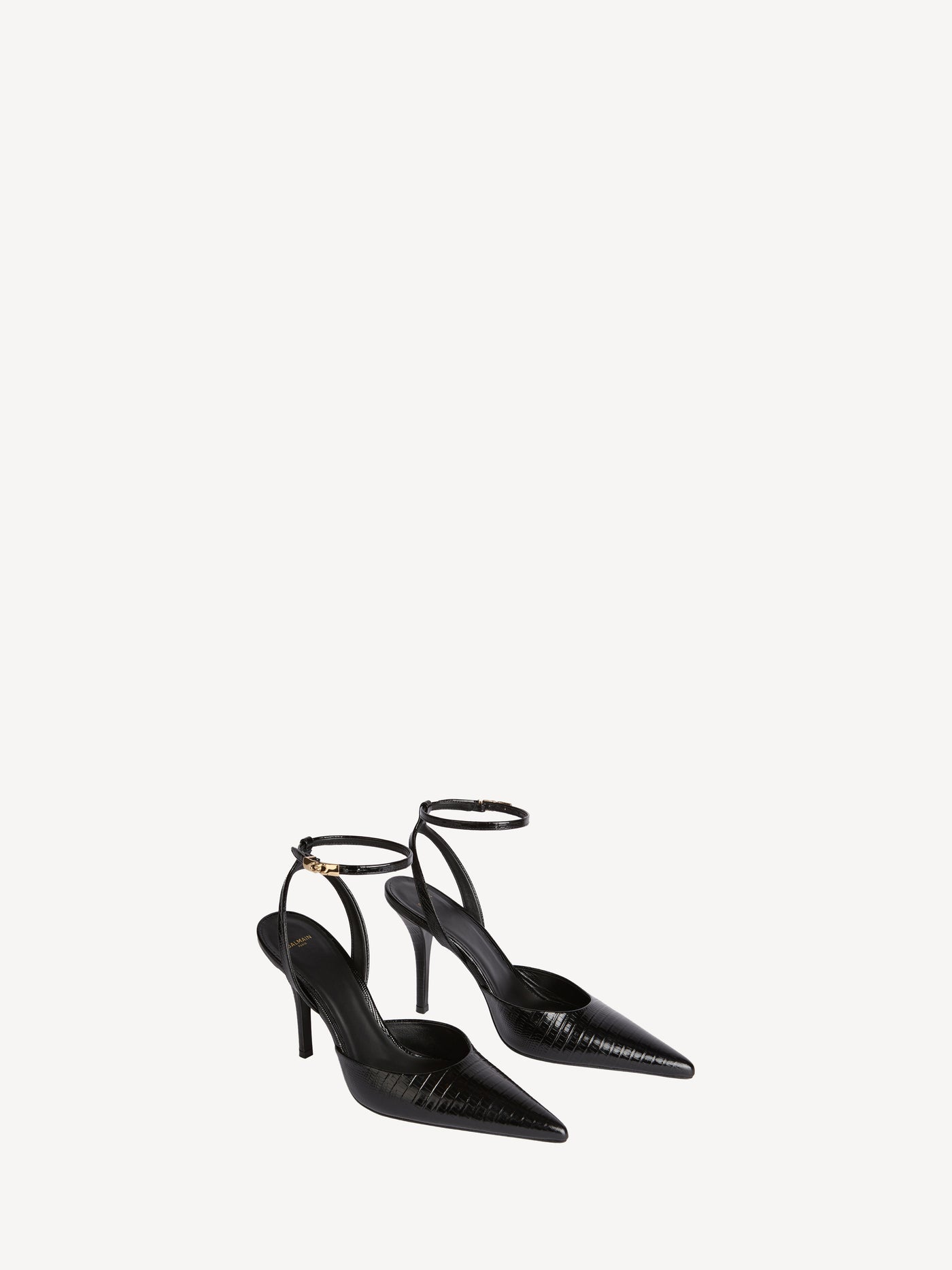 Embossed leather strappy courts