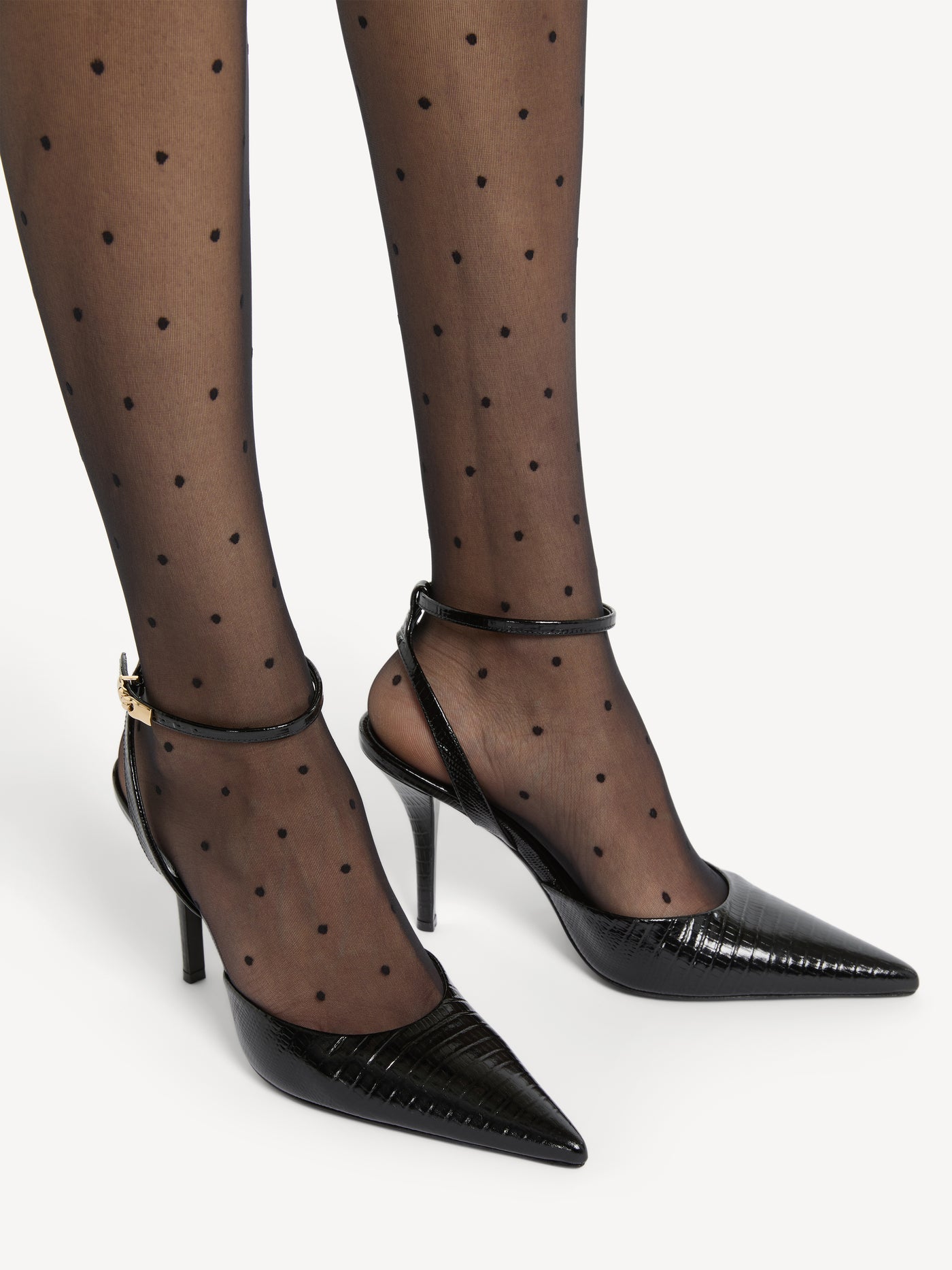 Embossed leather strappy courts