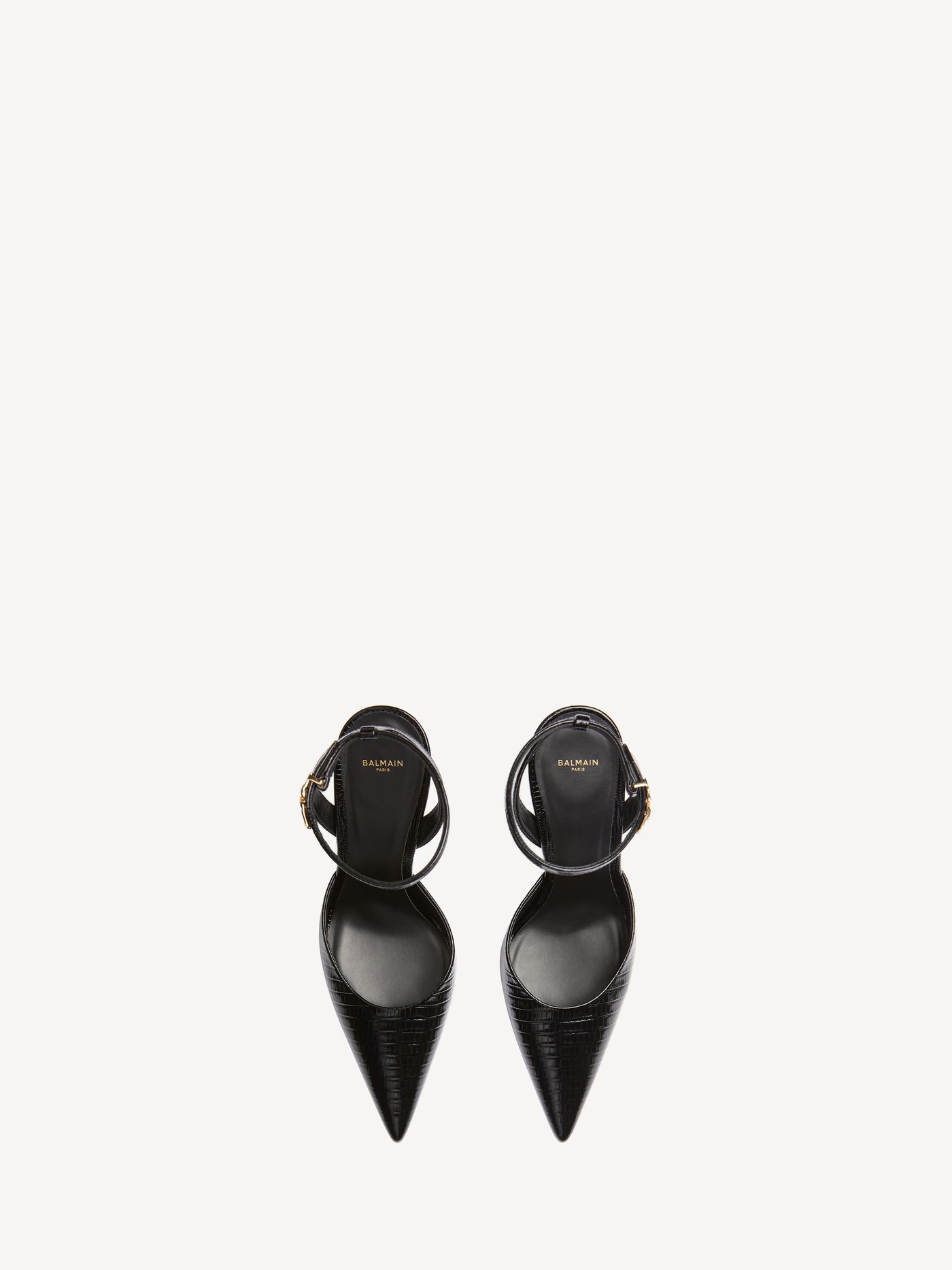 Embossed leather strappy courts