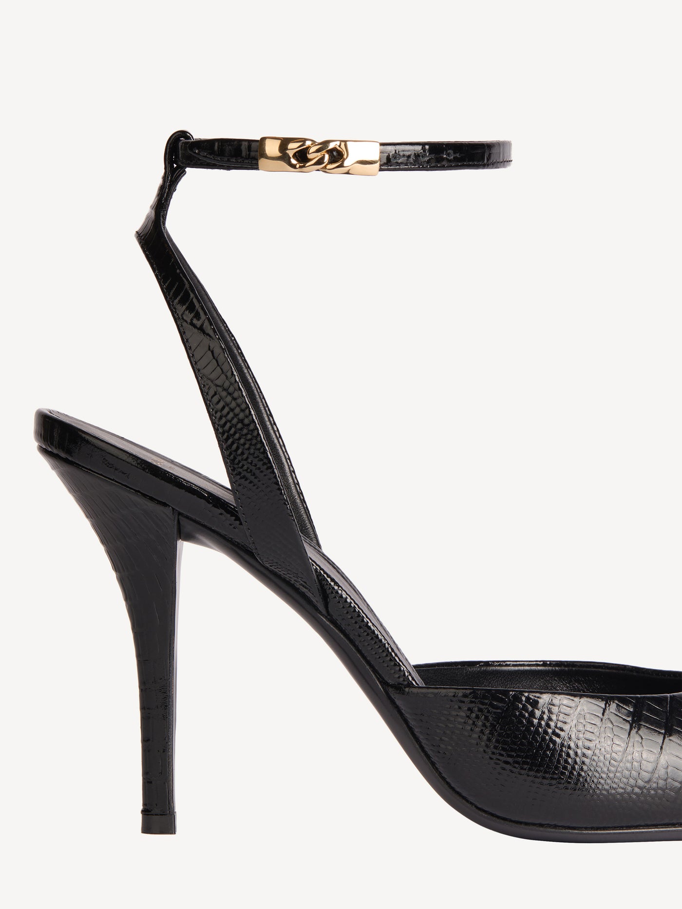 Embossed leather strappy courts
