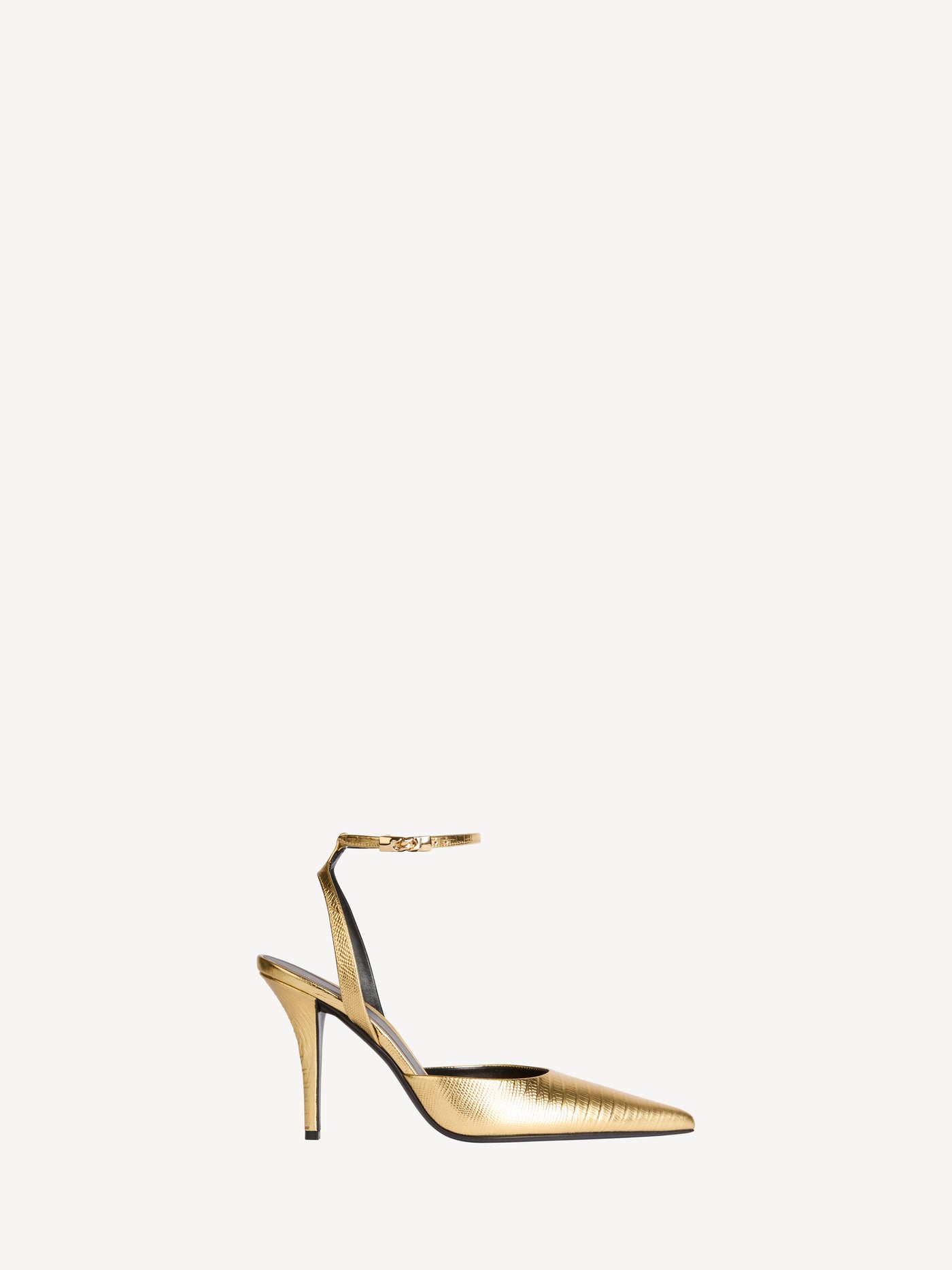 Strappy courts in metallic embossed leather