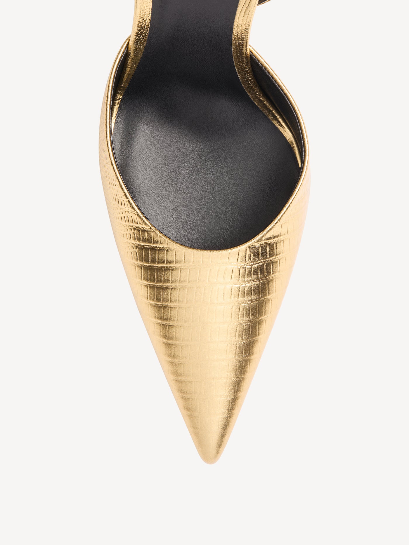 Strappy courts in metallic embossed leather