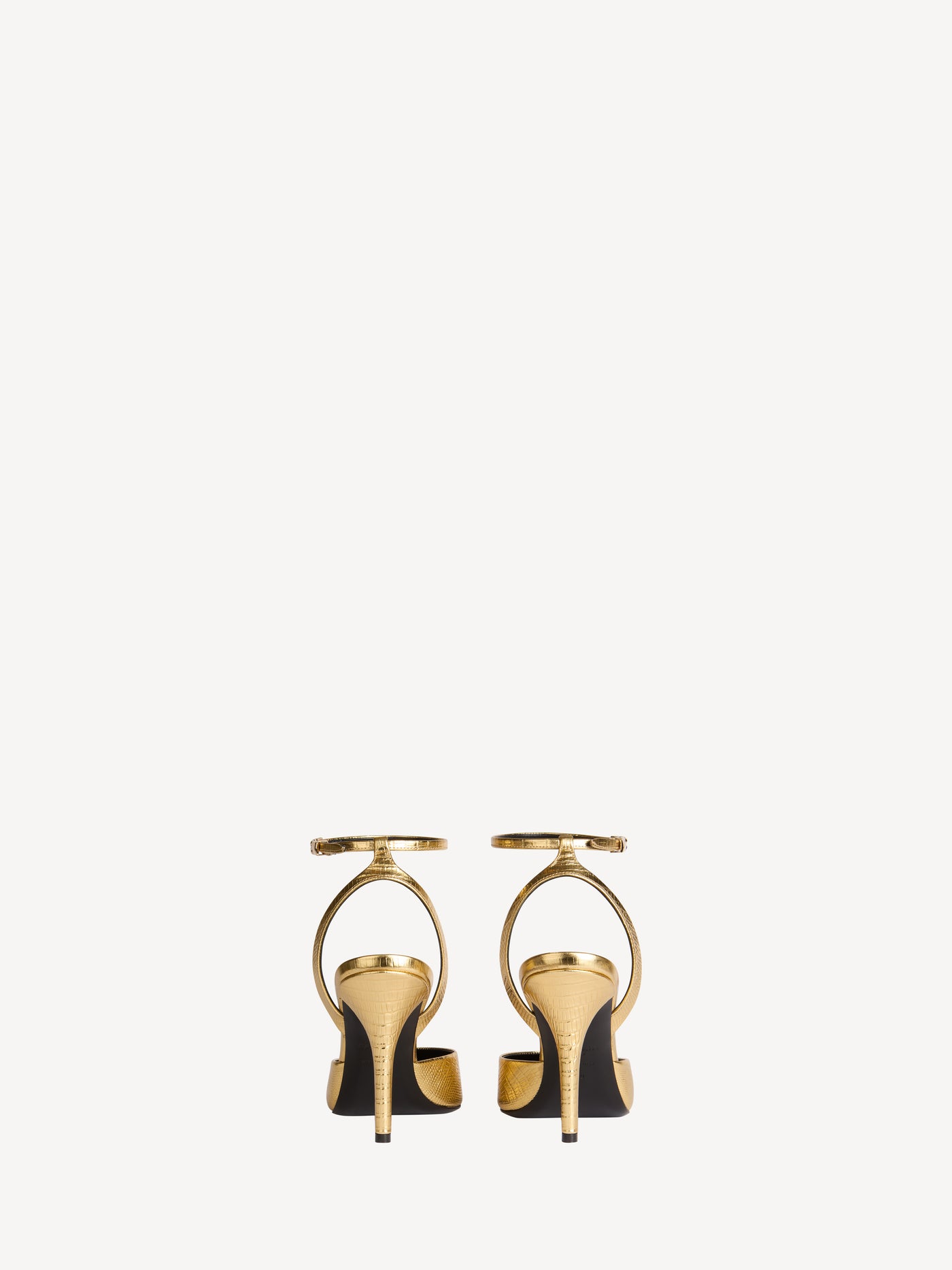 Strappy courts in metallic embossed leather