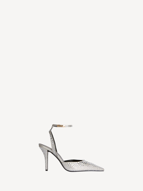Strappy satin courts with crystals