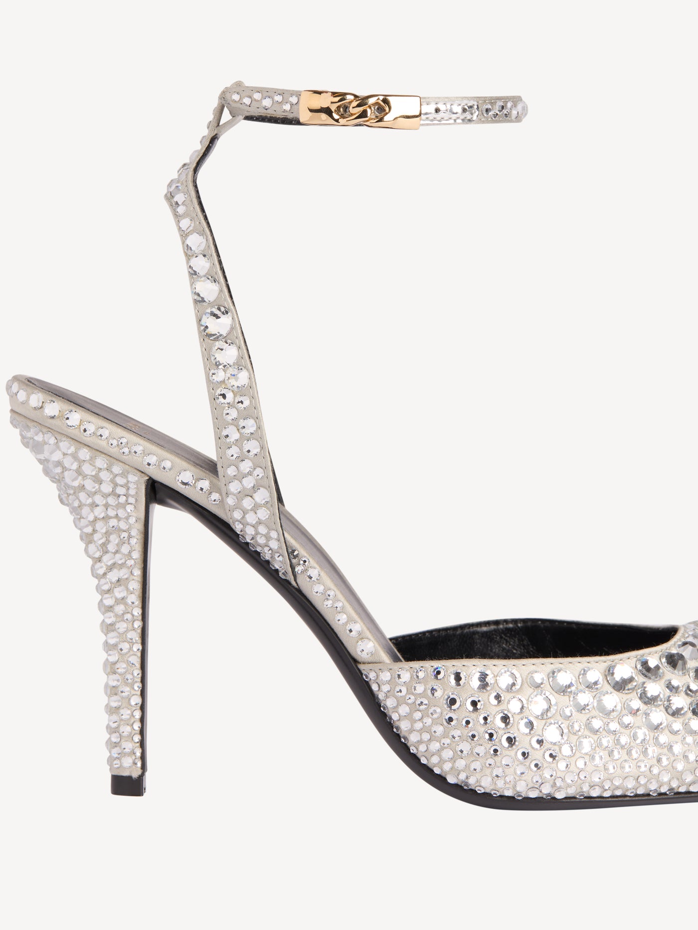 Strappy satin courts with crystals