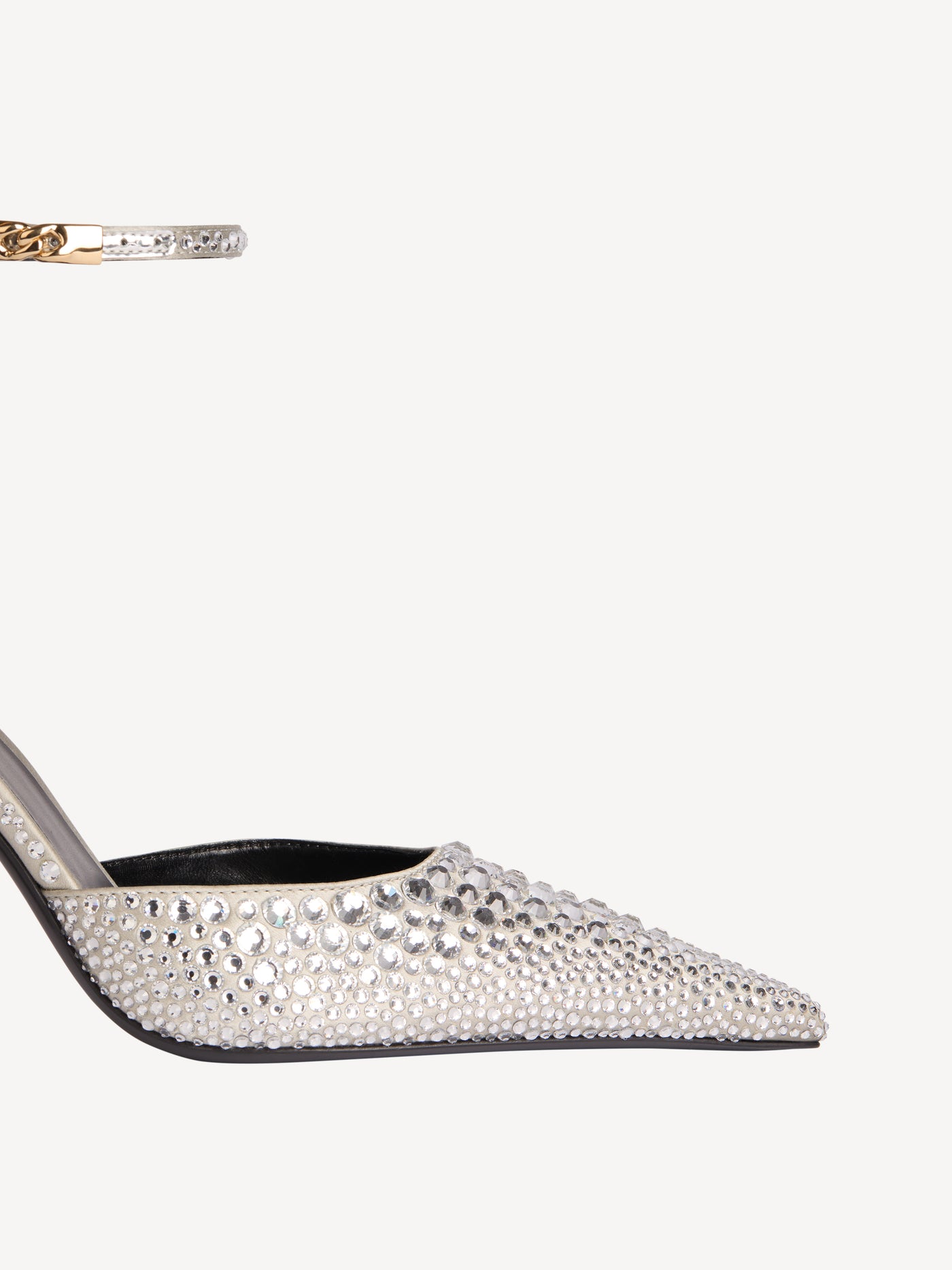 Strappy satin courts with crystals
