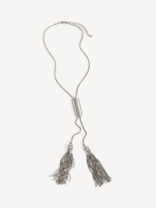 Long brass tassel necklace