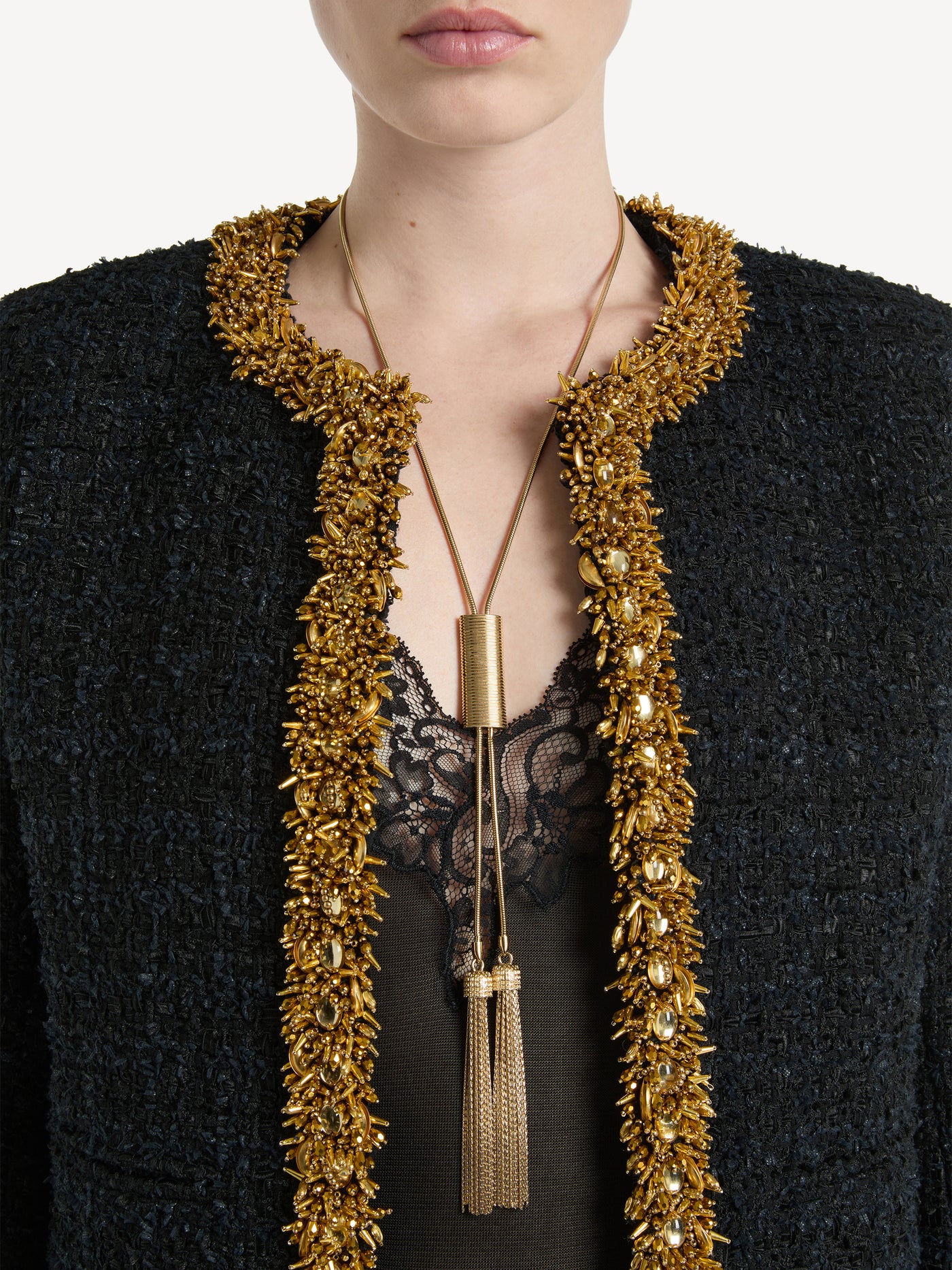 Embroidered tweed jacket