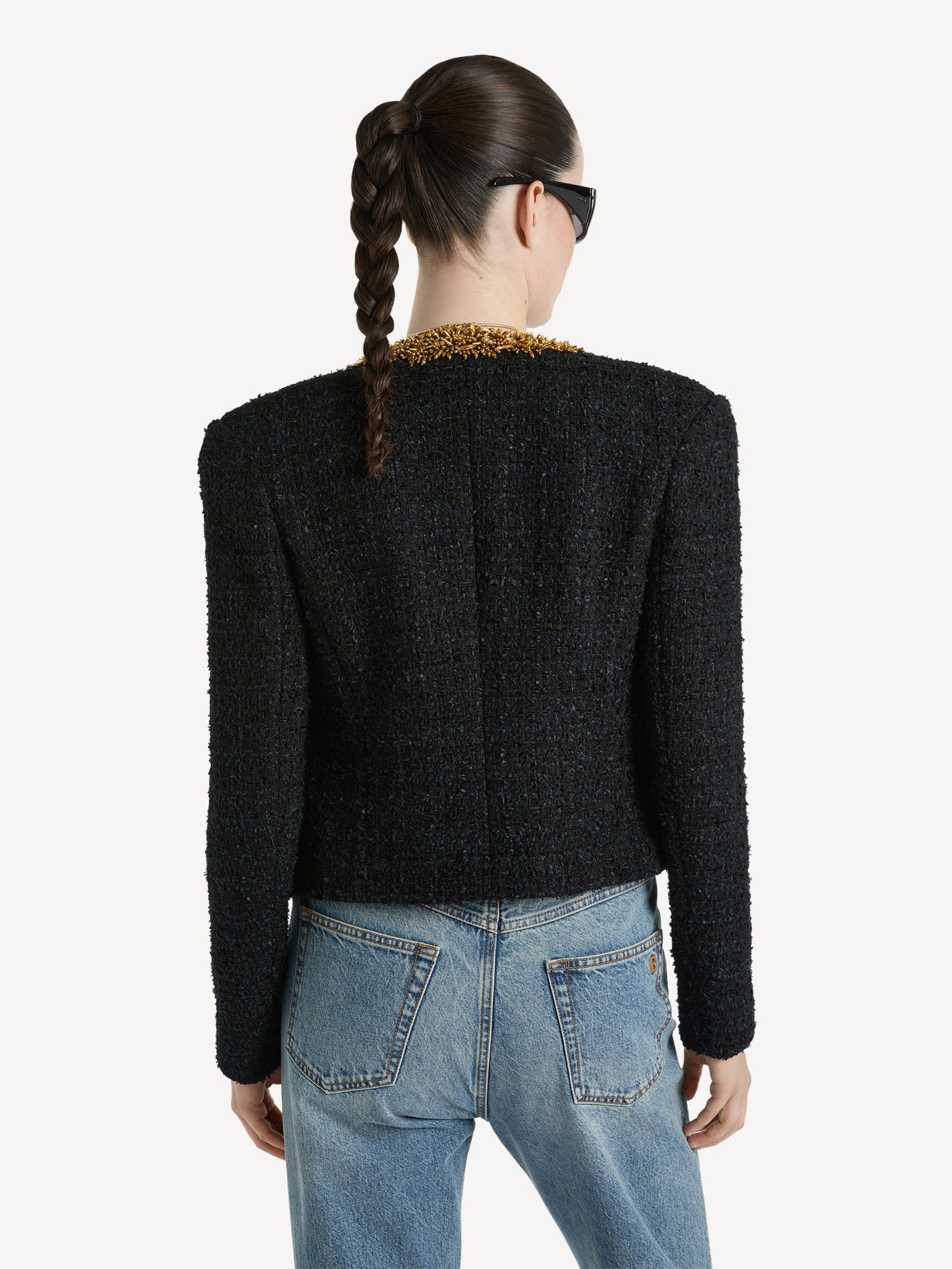Embroidered tweed jacket