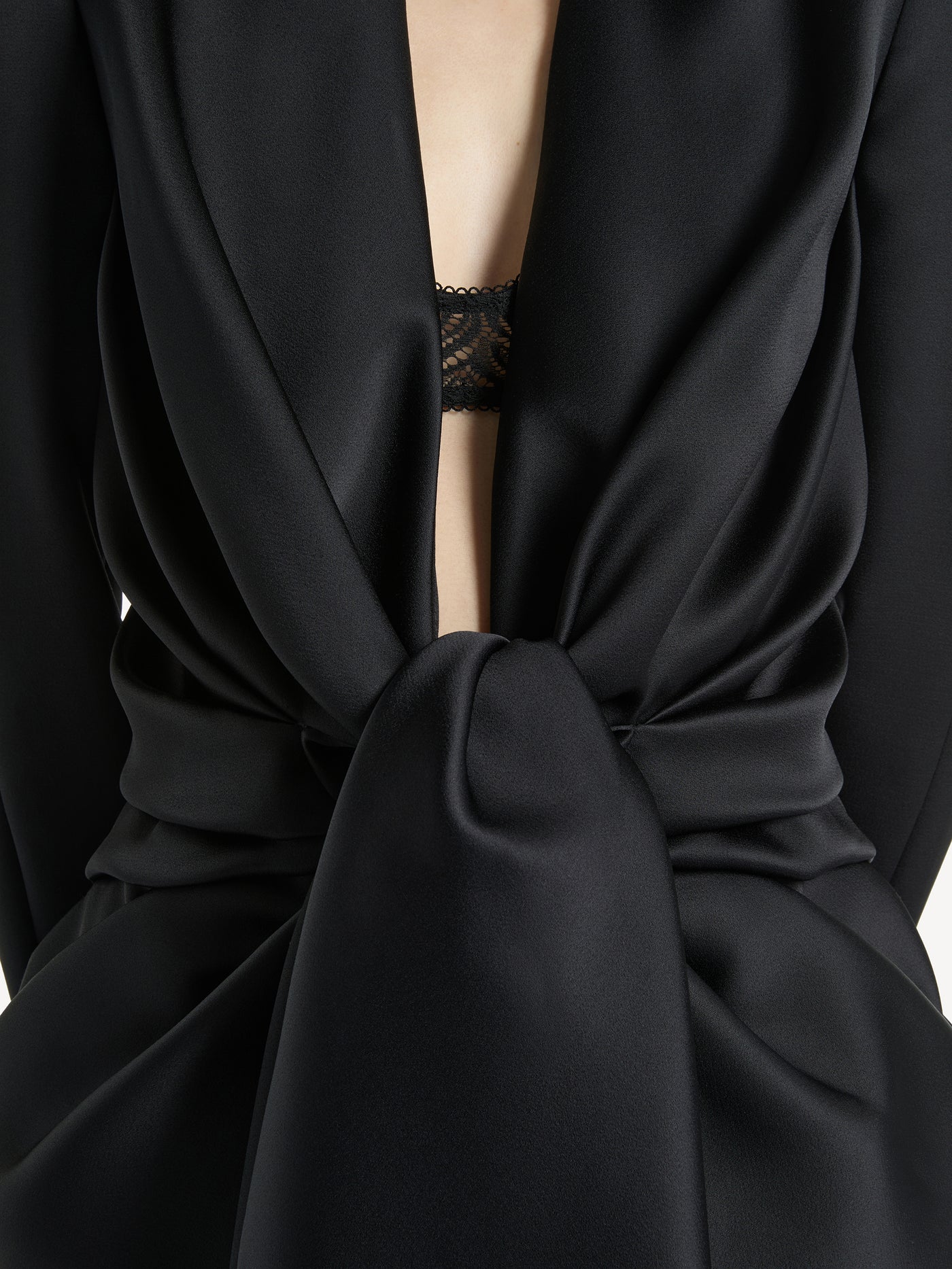 Satin crepe jacket with tie detail