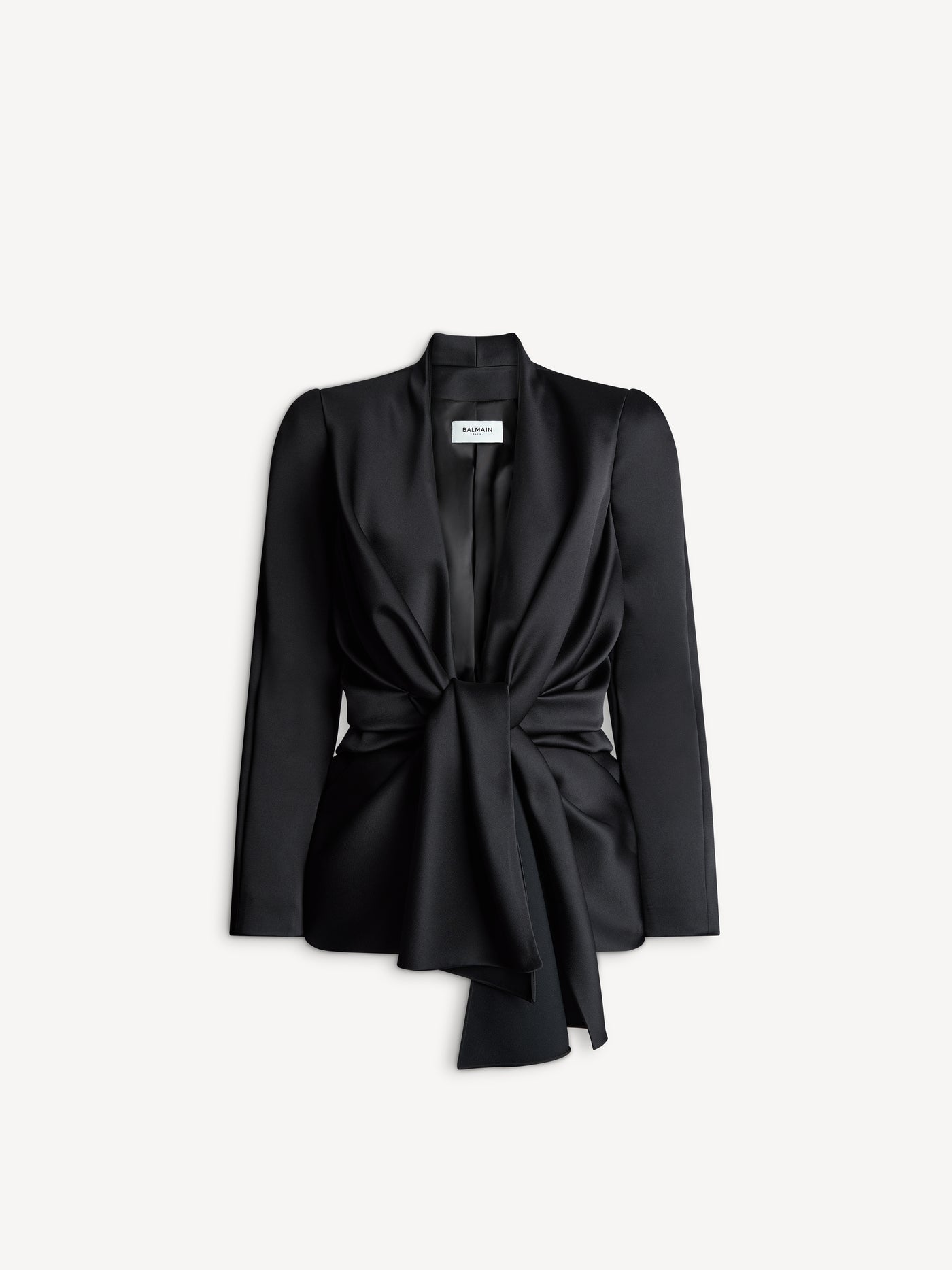 Satin crepe jacket with tie detail