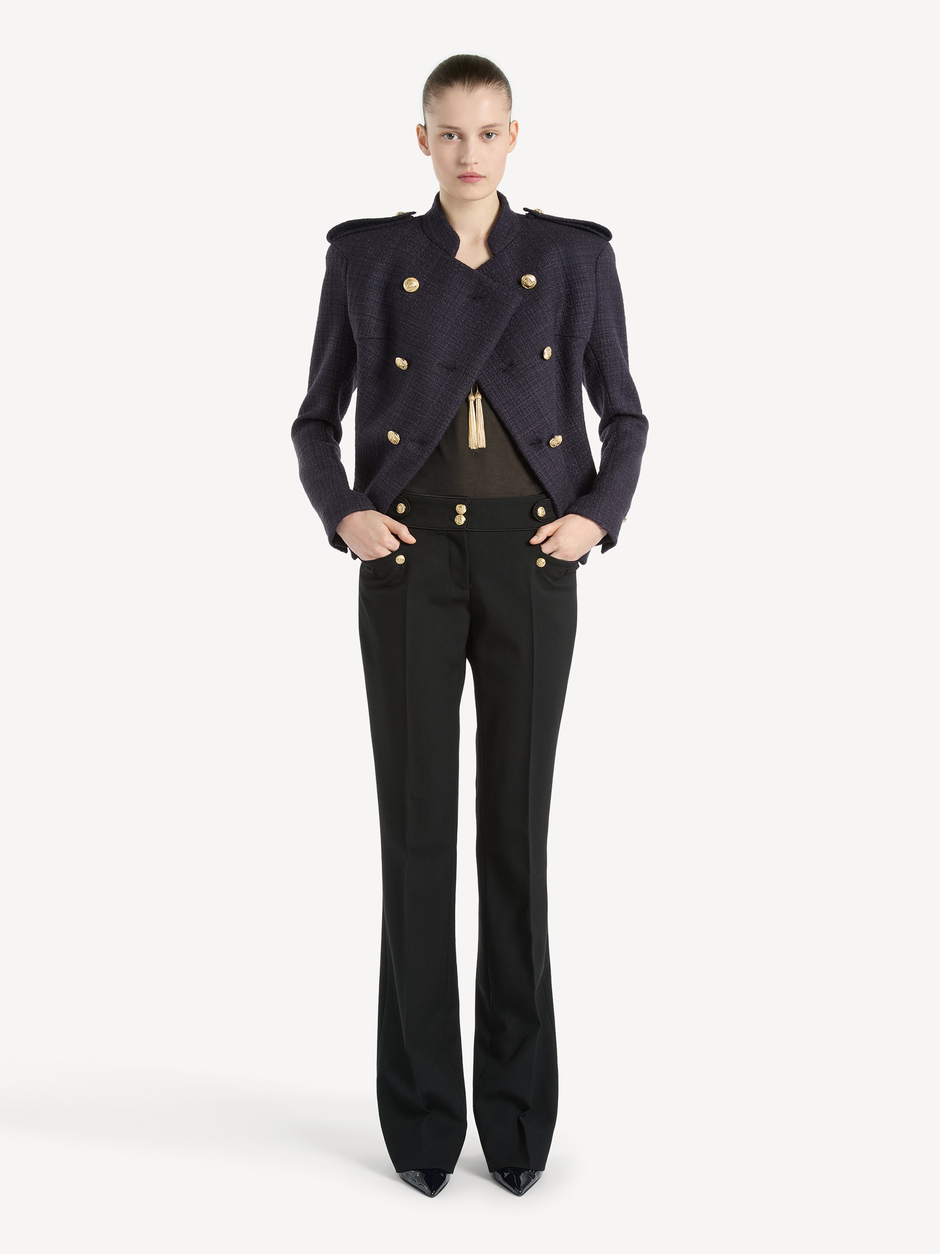 Tweed 6-button jacket Blue - Women I Balmain