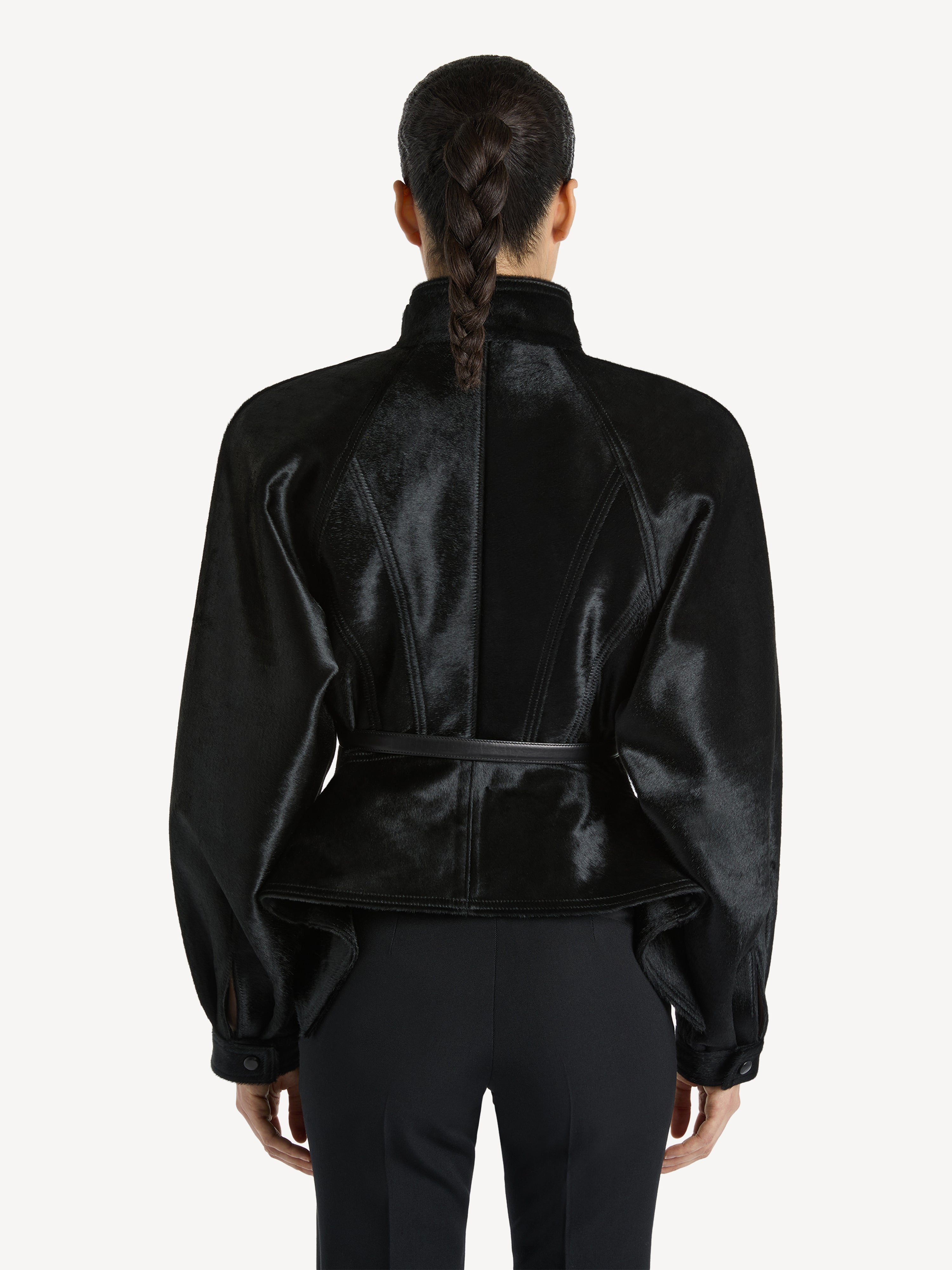 ポニー調レザーシグネチャージャケット 黒 - レディース | BALMAIN