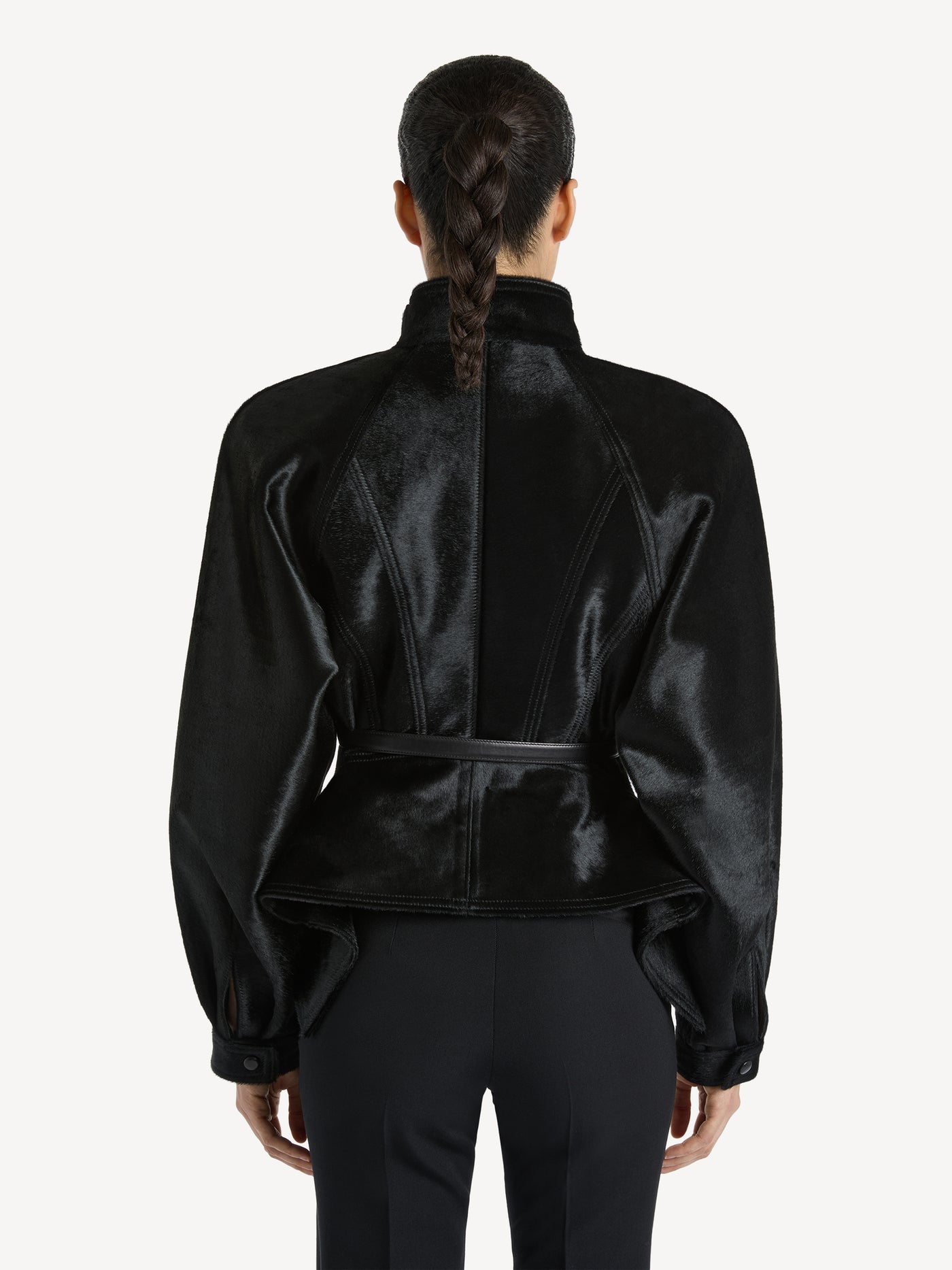 Pony-effect leather signature jacket