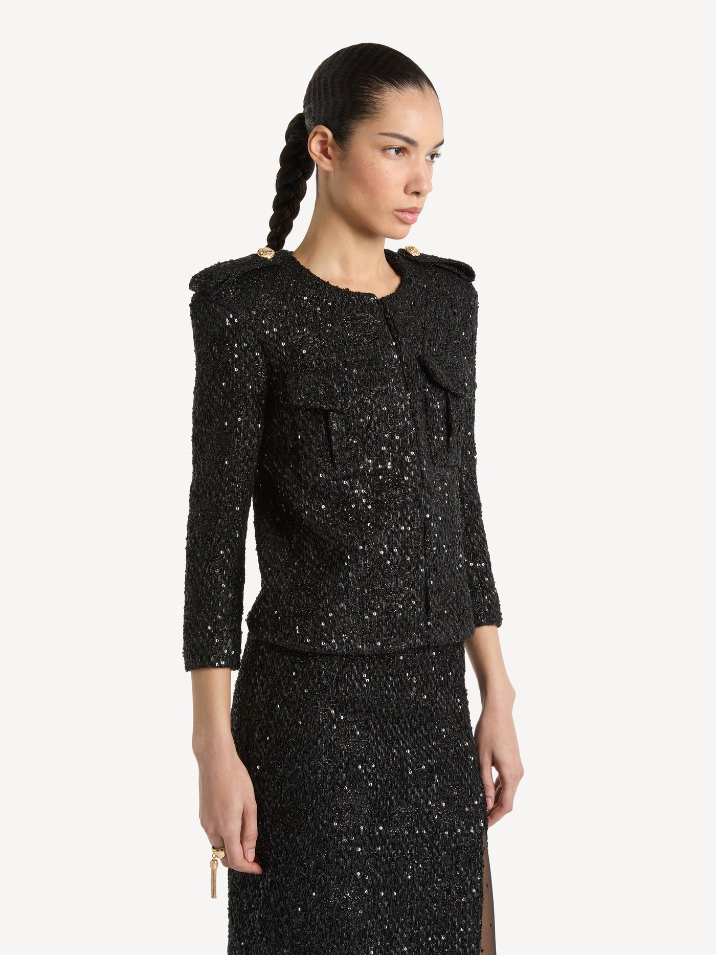 Sequinned tweed jacket