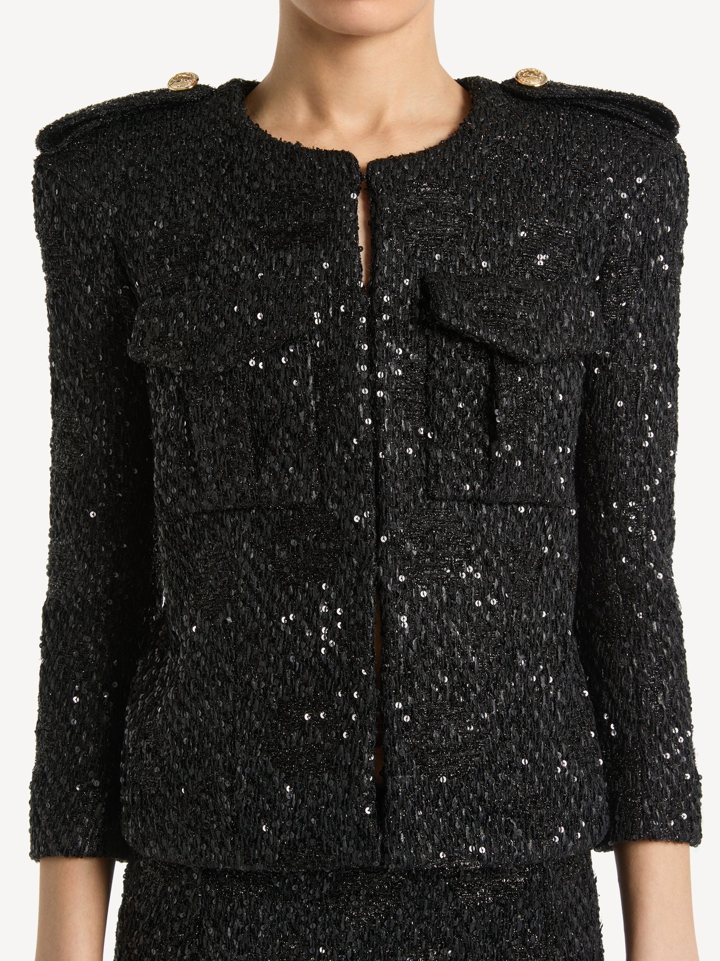 Sequinned tweed jacket