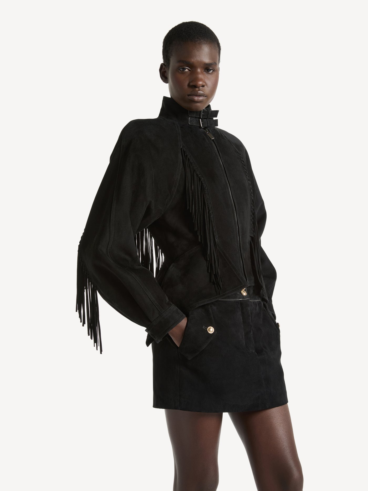 Signature jacket in suede with fringing