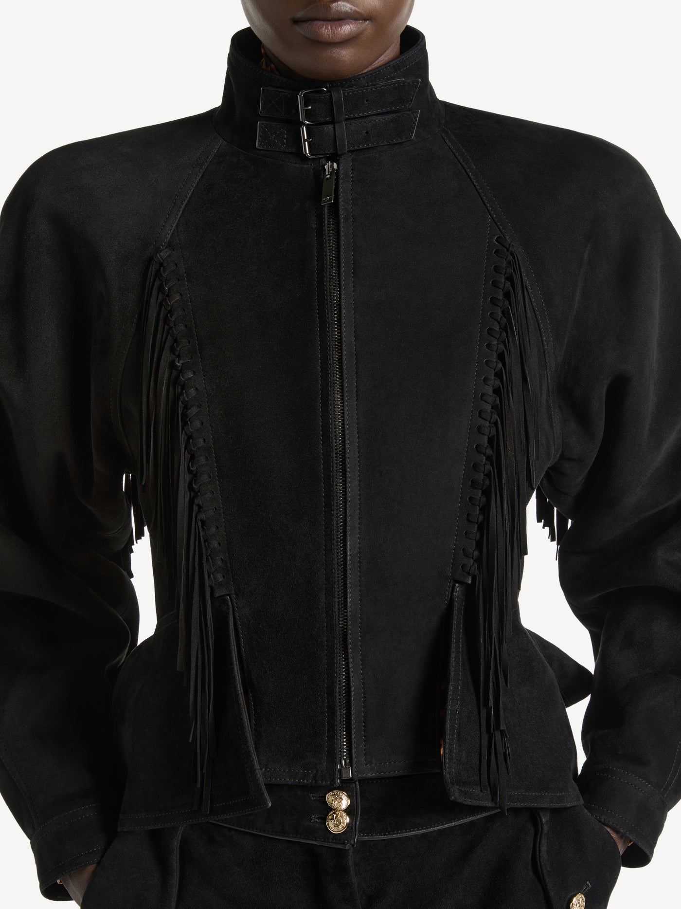 Signature jacket in suede with fringing
