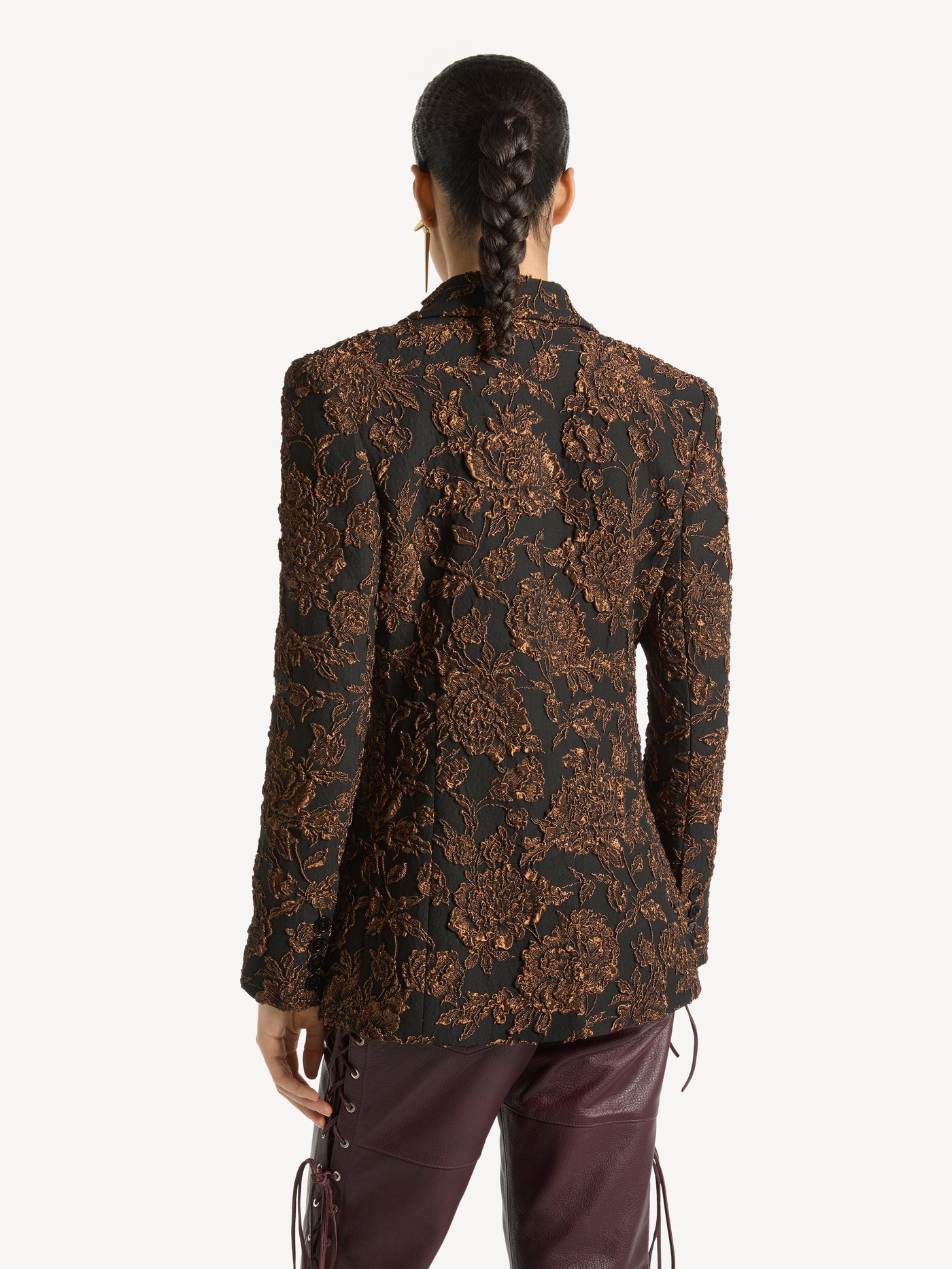1-button jacket in cloqué jacquard