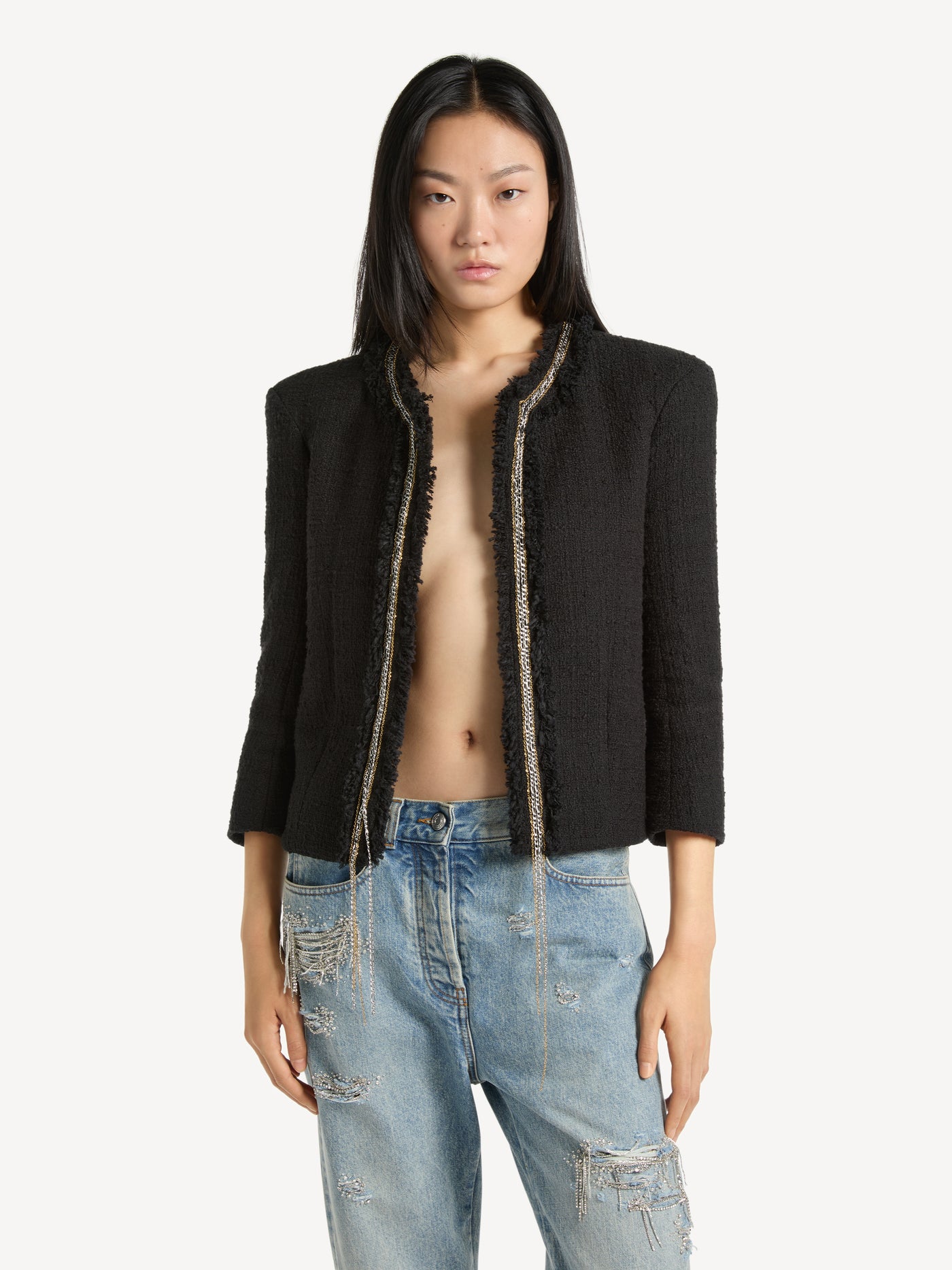 Spencer jacket in tweed with chains