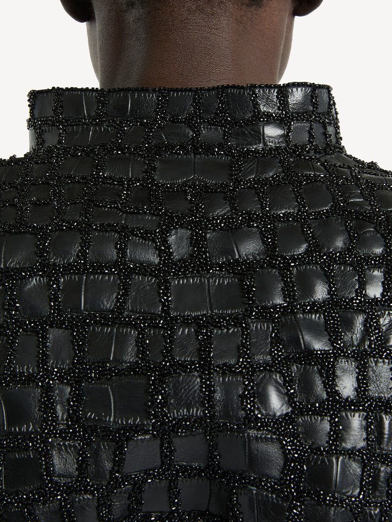 ROUND COLLAR CROCO EMBROIDERED JACKET