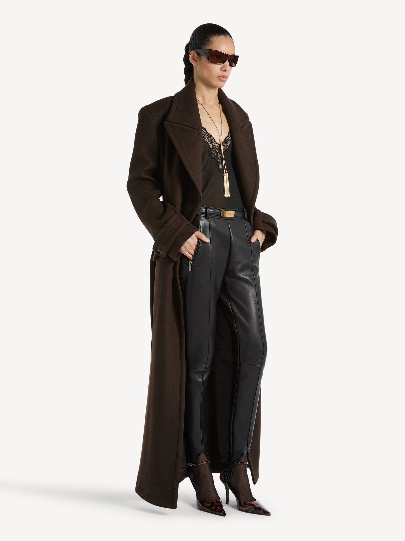 Belted wool cloth coat