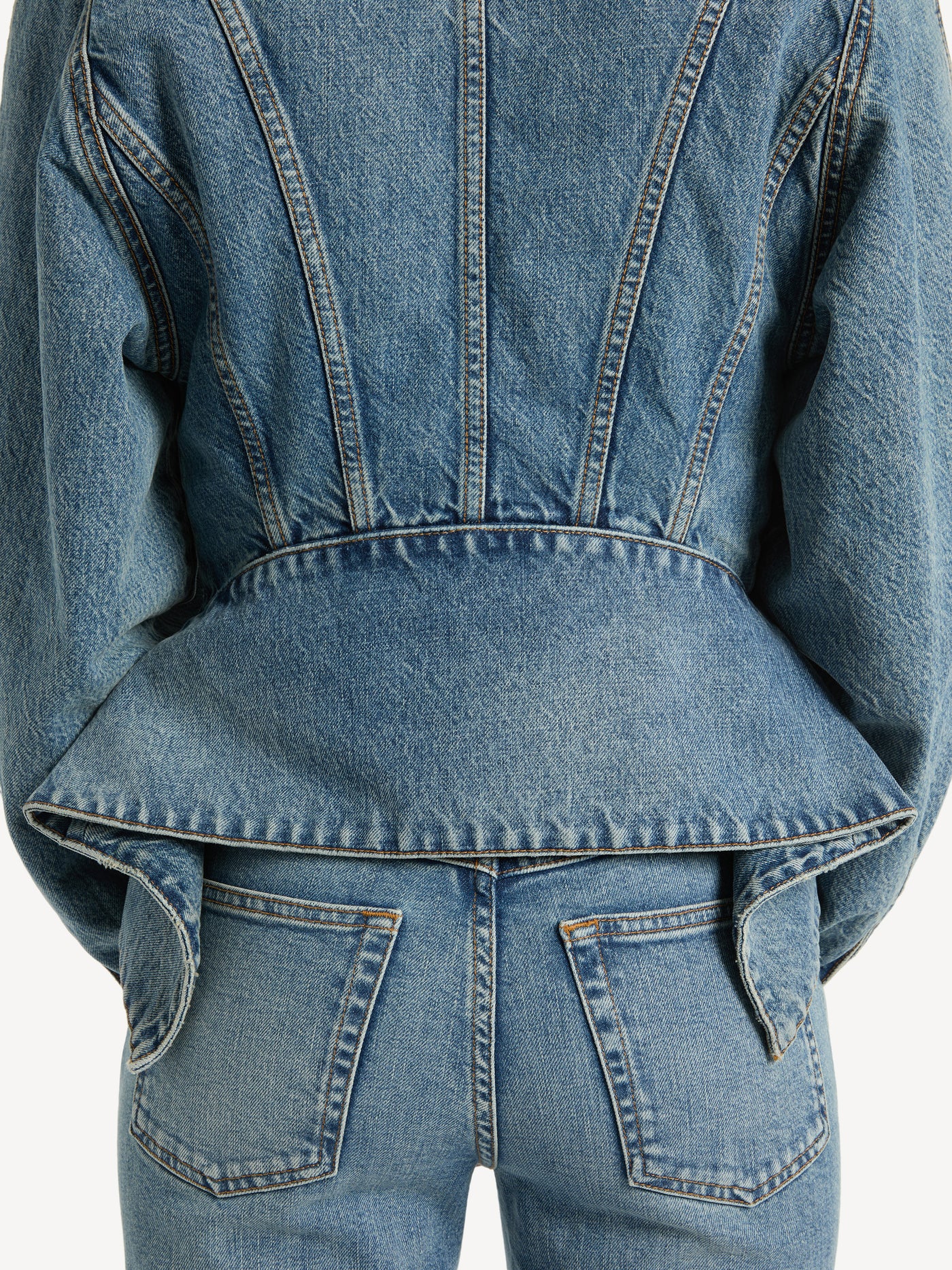 Jeans-signature-jacke mit Lammfellkragen