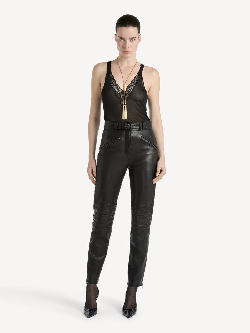 Lambskin biker trousers