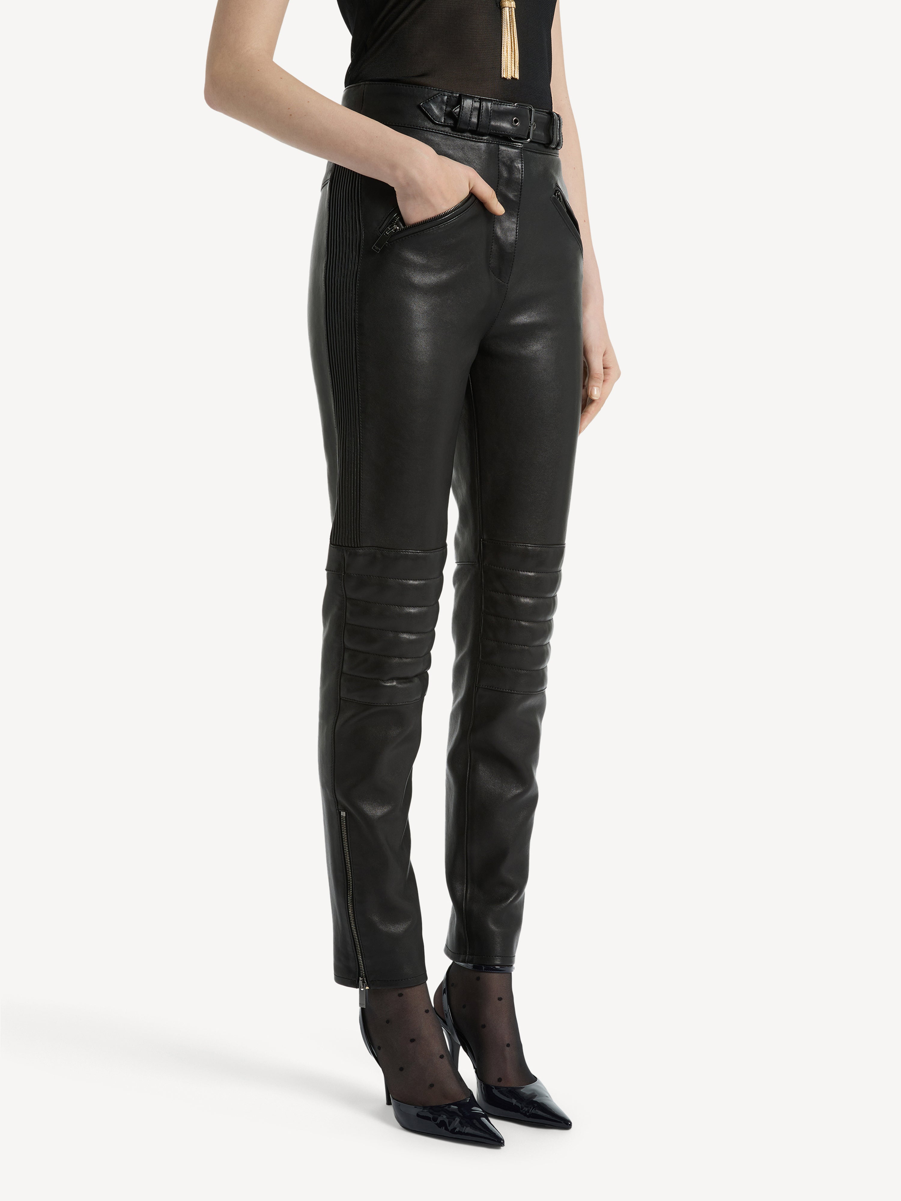 Lambskin biker trousers Black - Women I Balmain