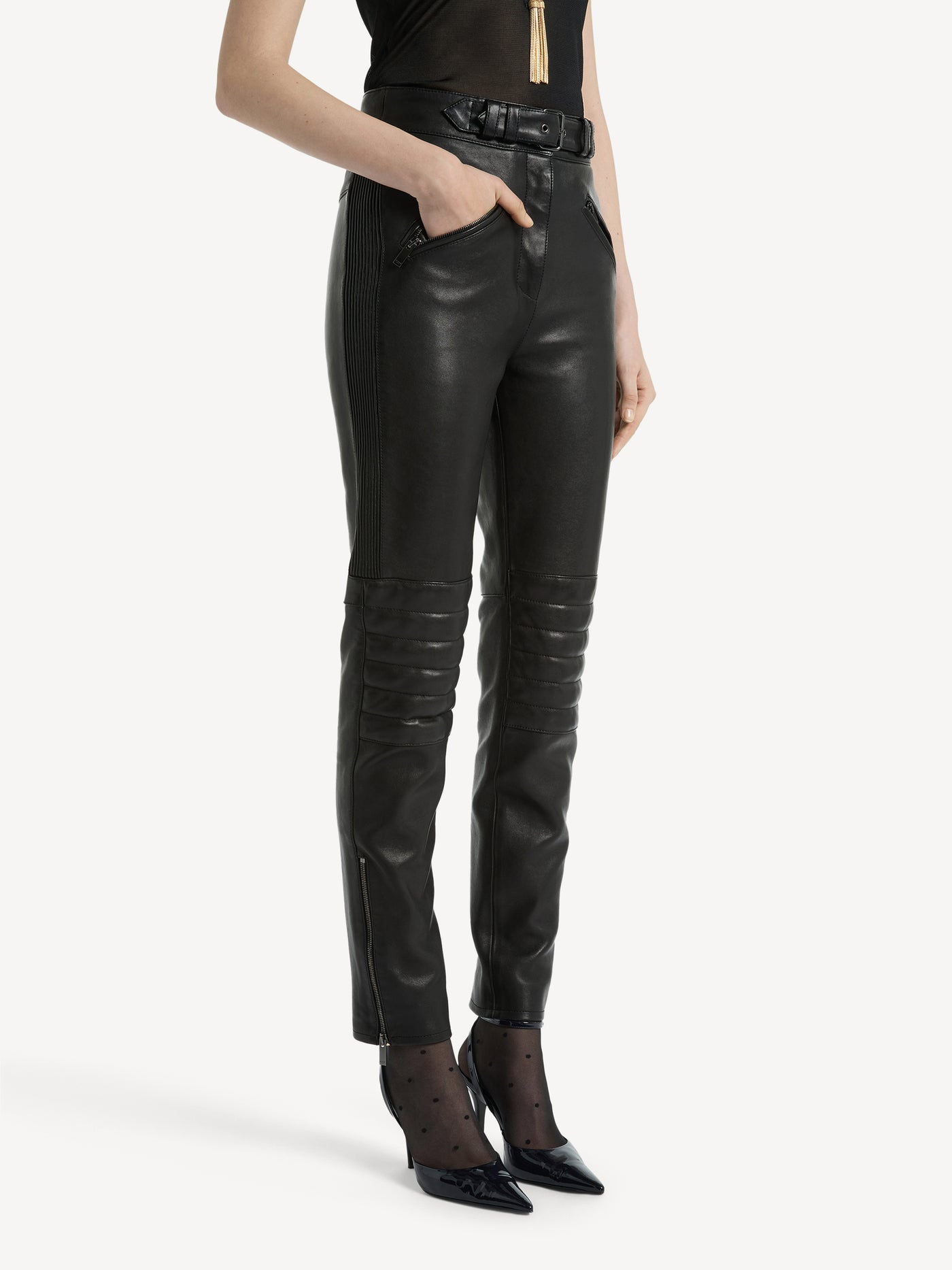 Lambskin biker trousers