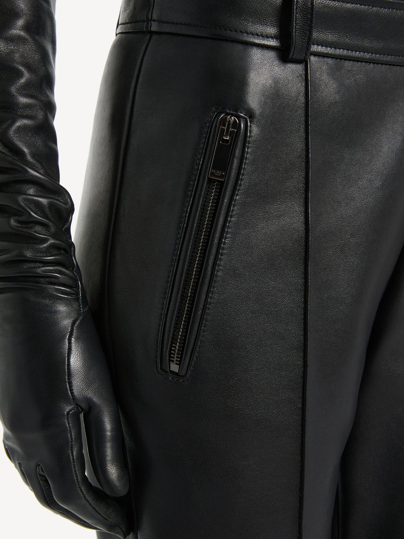 Lambskin trousers with stirrup
