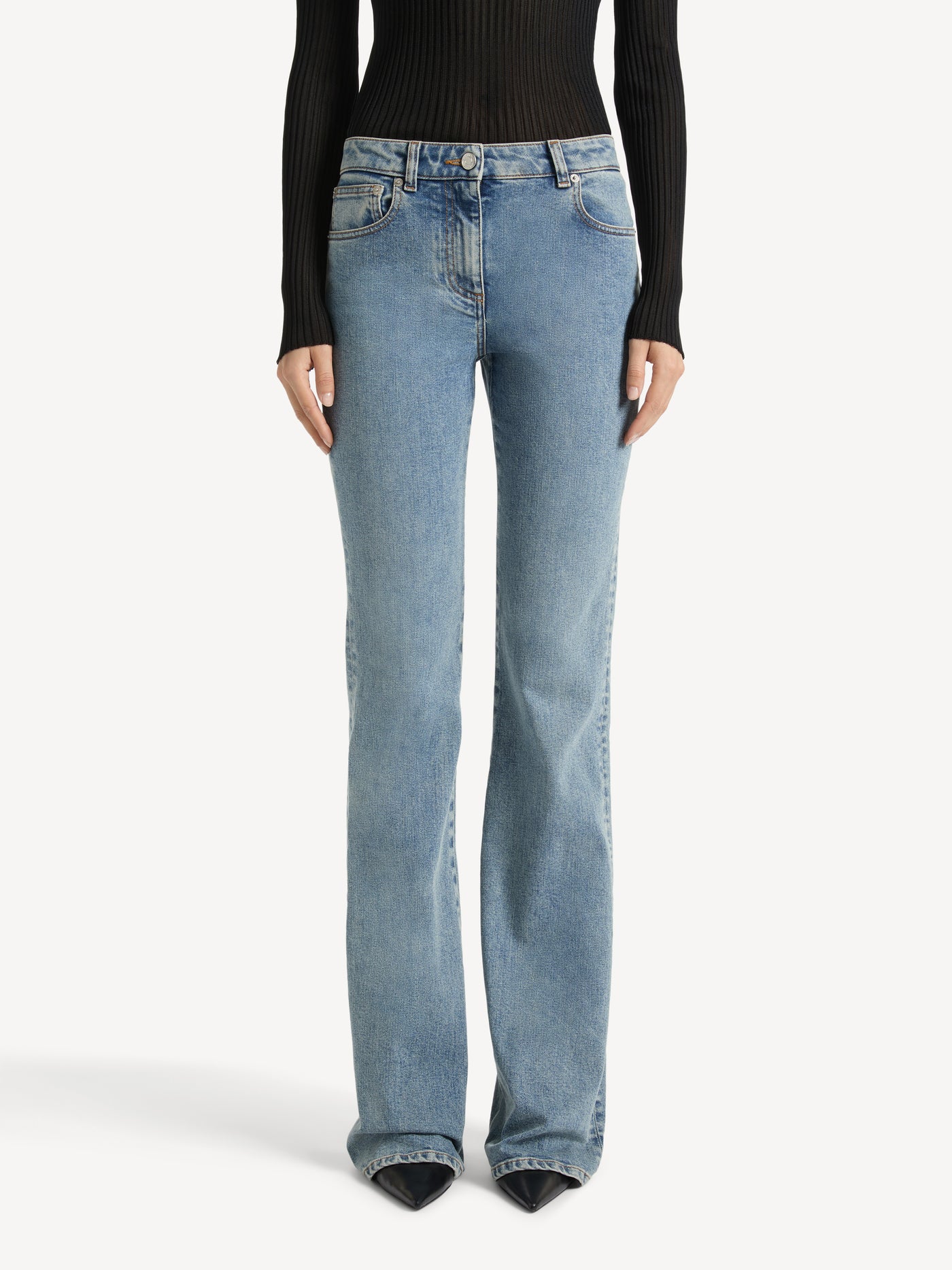 Bootcut faded denim jeans