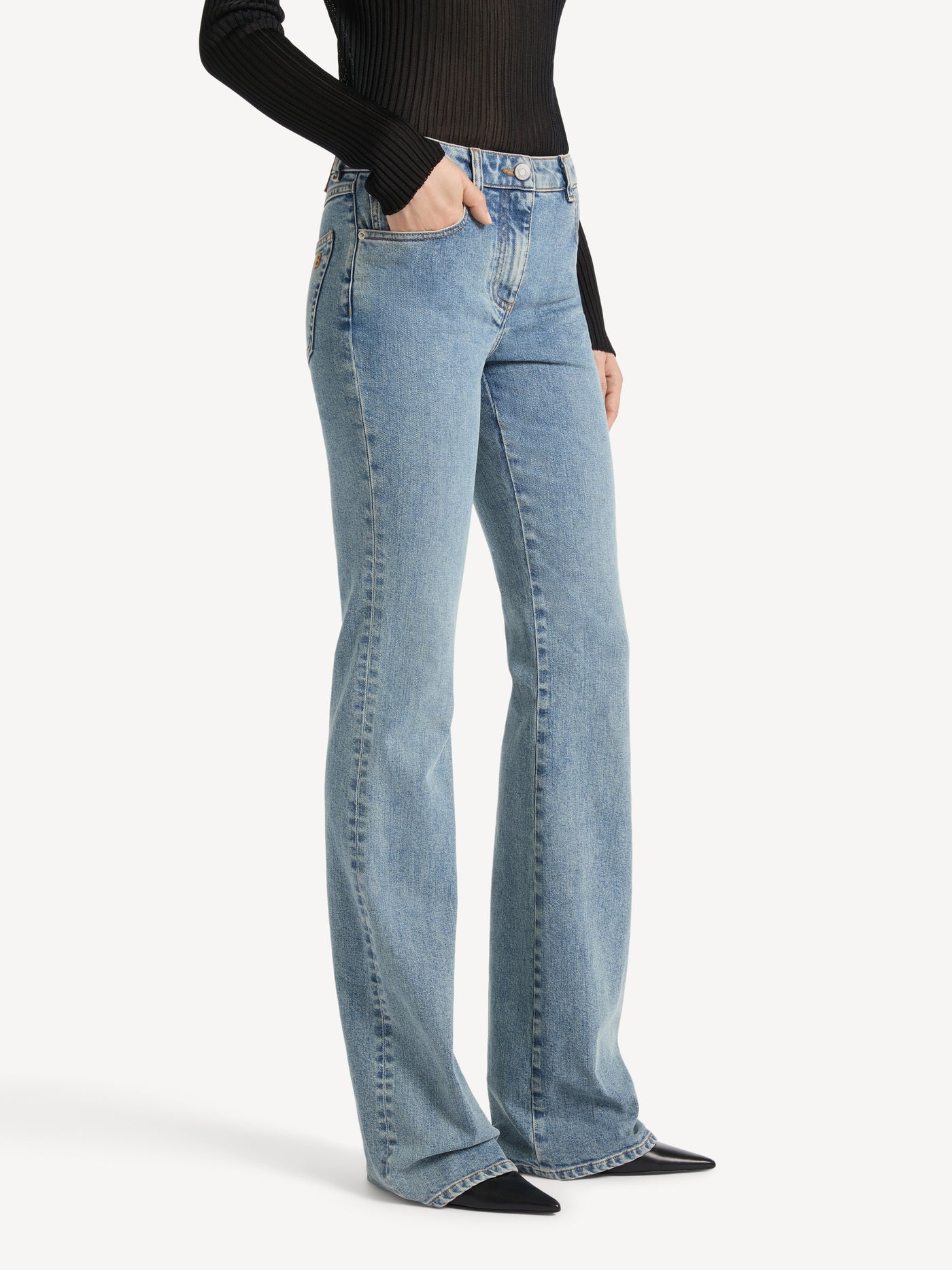 Bootcut faded denim jeans