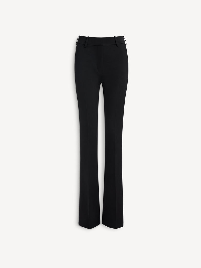 Pantalon taille basse en satin de laine