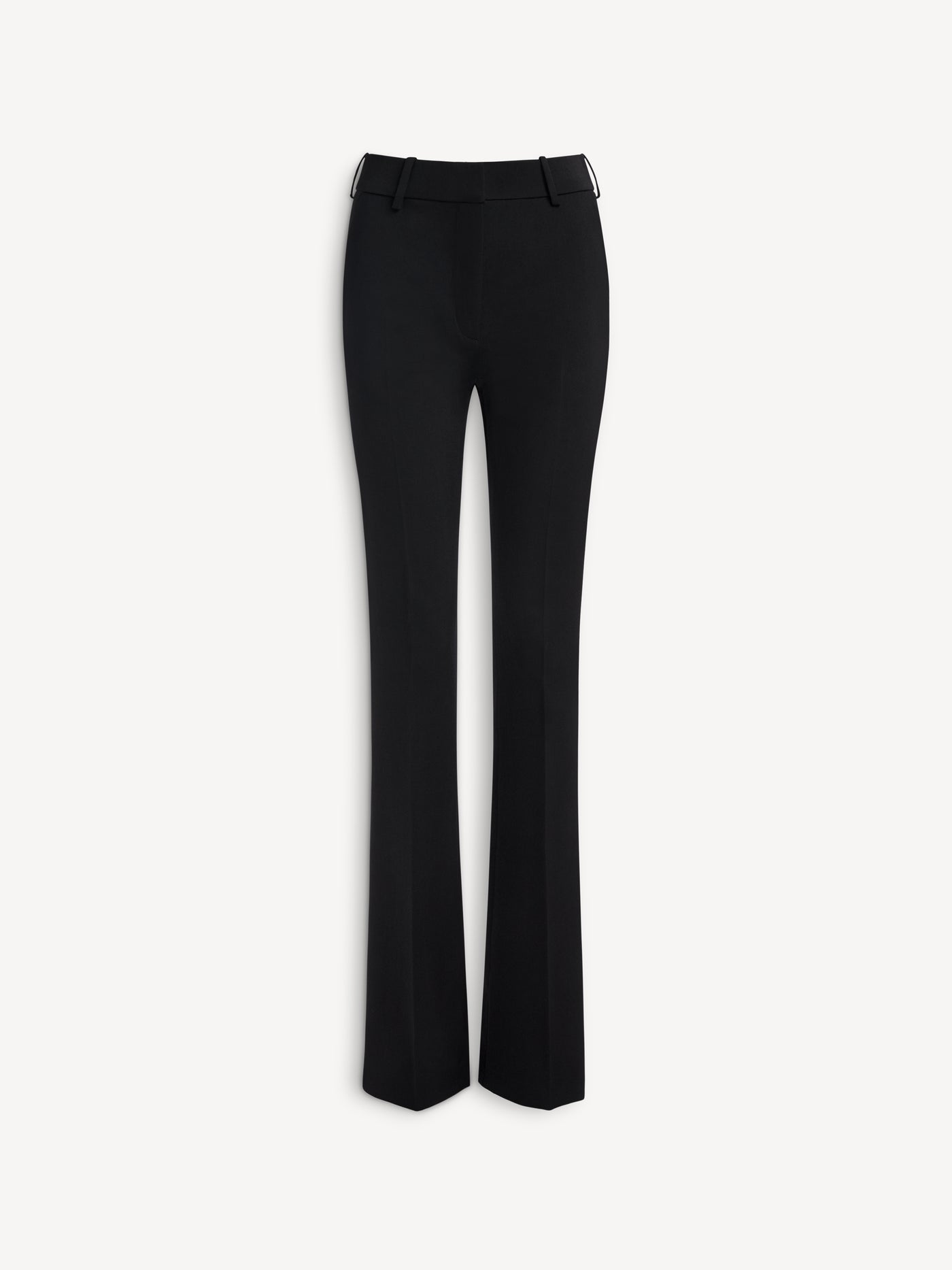 Low-waisted wool satin trousers
